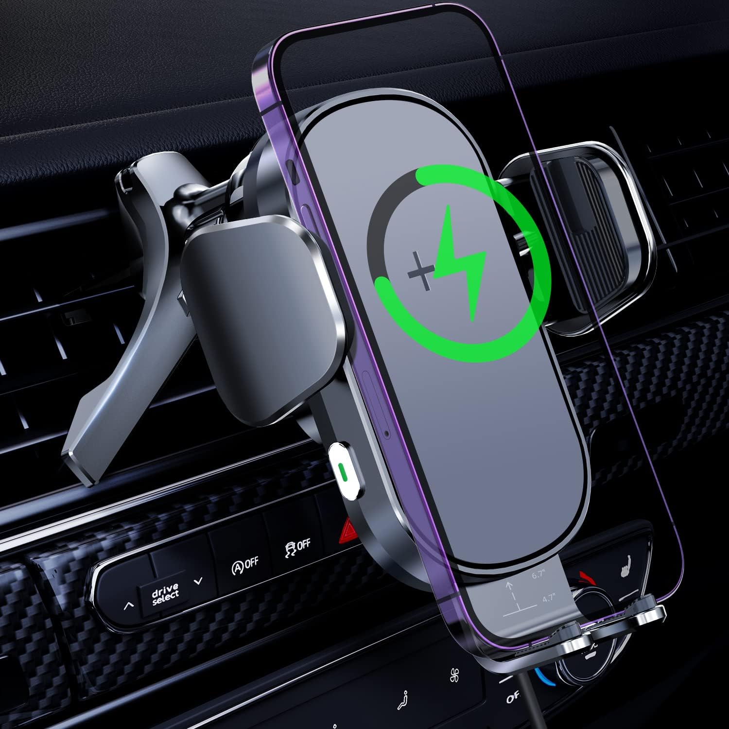Wireless Car Charger, Triangular Back Clip Car Phone Holder 15W Qi Fast Charging Auto-Clamping Car Mount for iPhone 13/12/11/XS/X/8 Series, Samsung S20/S10,et