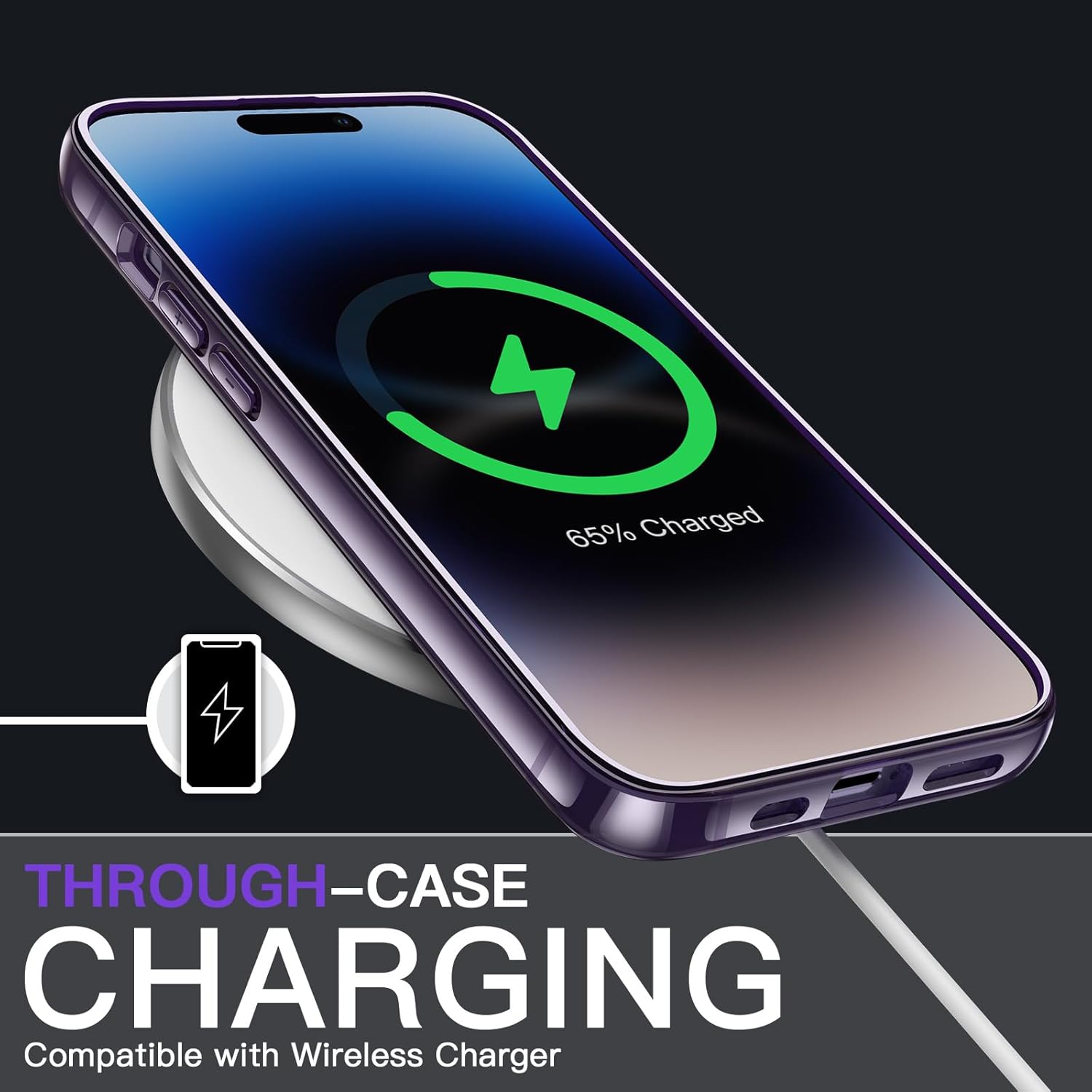 JETech Capa para iPhone 14 Pro Max 6,7 Polegadas, Case Protetora de Telefone à Prova de Choque Não-Amarelecimento, Capinha Parte Traseira Transparente Anti-Riscos (Roxo Profundo)