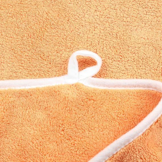 Microfiber Hand Towels, 14 x30, Set of 5, Highly Absorbent Towels, with Hanging Loop, Fluffy, Orange