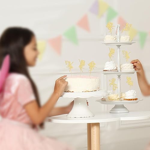 Miniatura 6 de Gyufise 24 piezas de decoración para cupcakes de hadas, bailarina de ballet, flores, ángel, hada, cupcakes, decoración para bodas, despedidas de