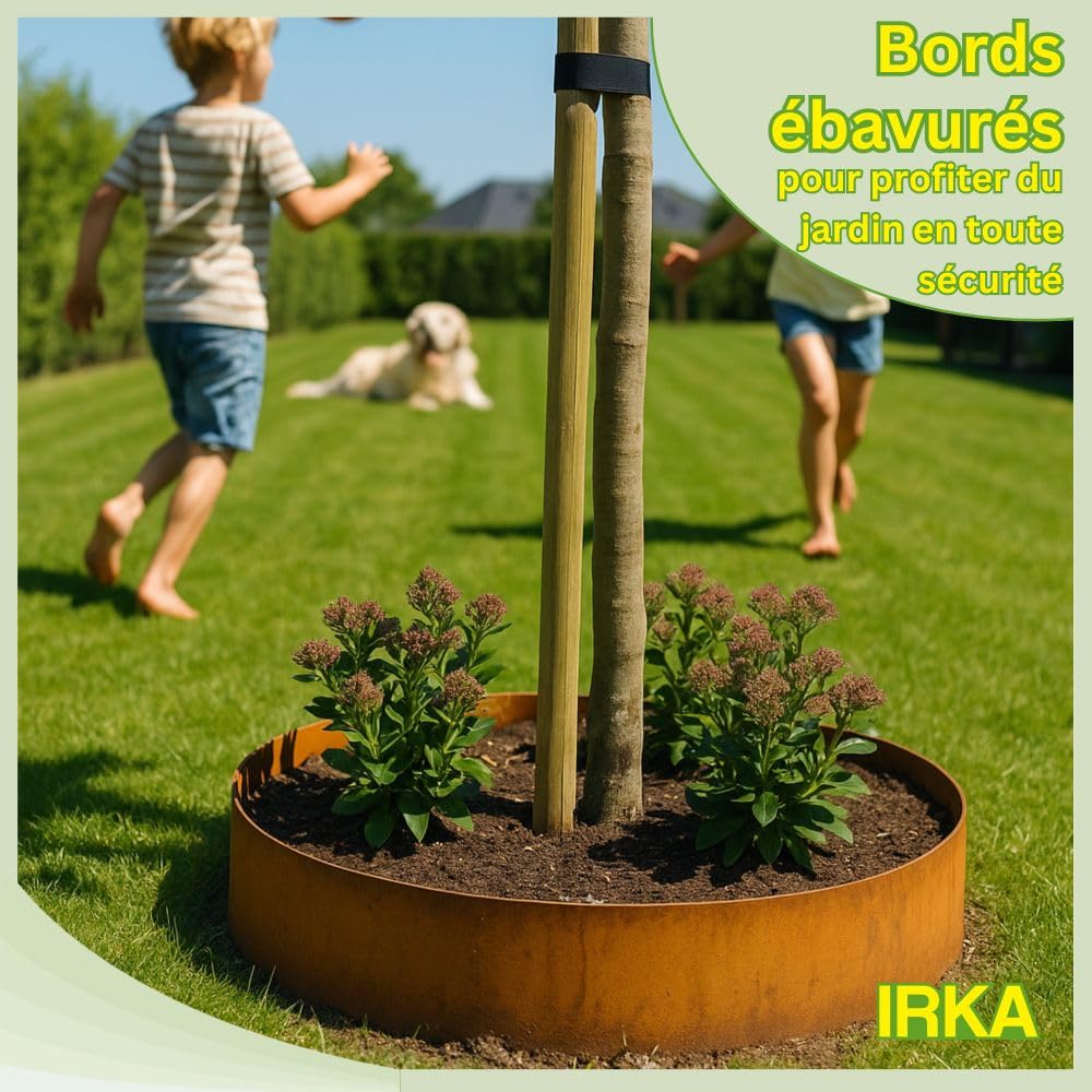IRKA Bande de Bordure de Gazon Acier Corten 20 cm x 10 m | Bordure de parterre flexible, épaisseur 1 mm, pour le jardin, délimitation et encadrement des parterres