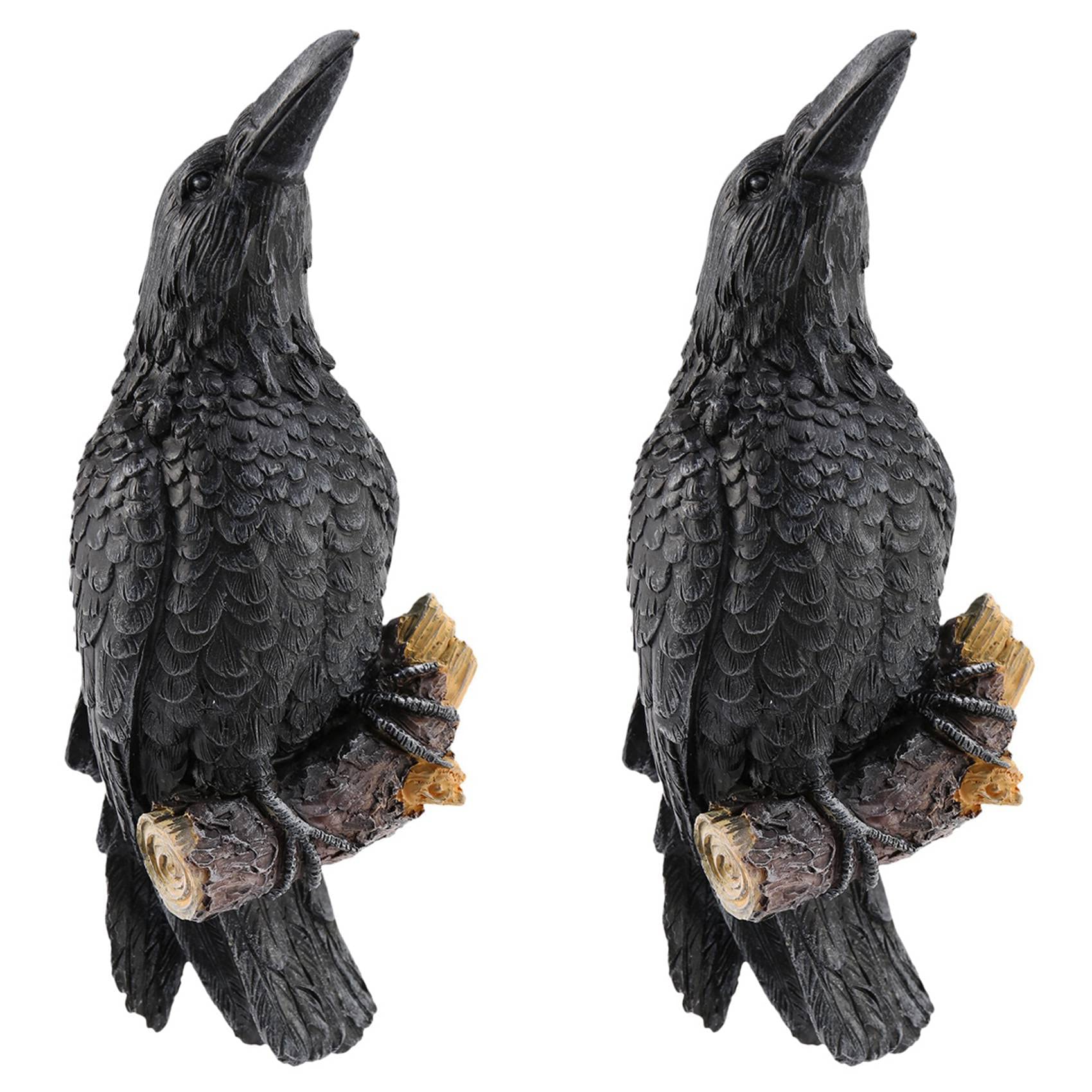 Sculpture oiseau corbeau décoratif de jardin et faux corbeaux extérieurs en résine