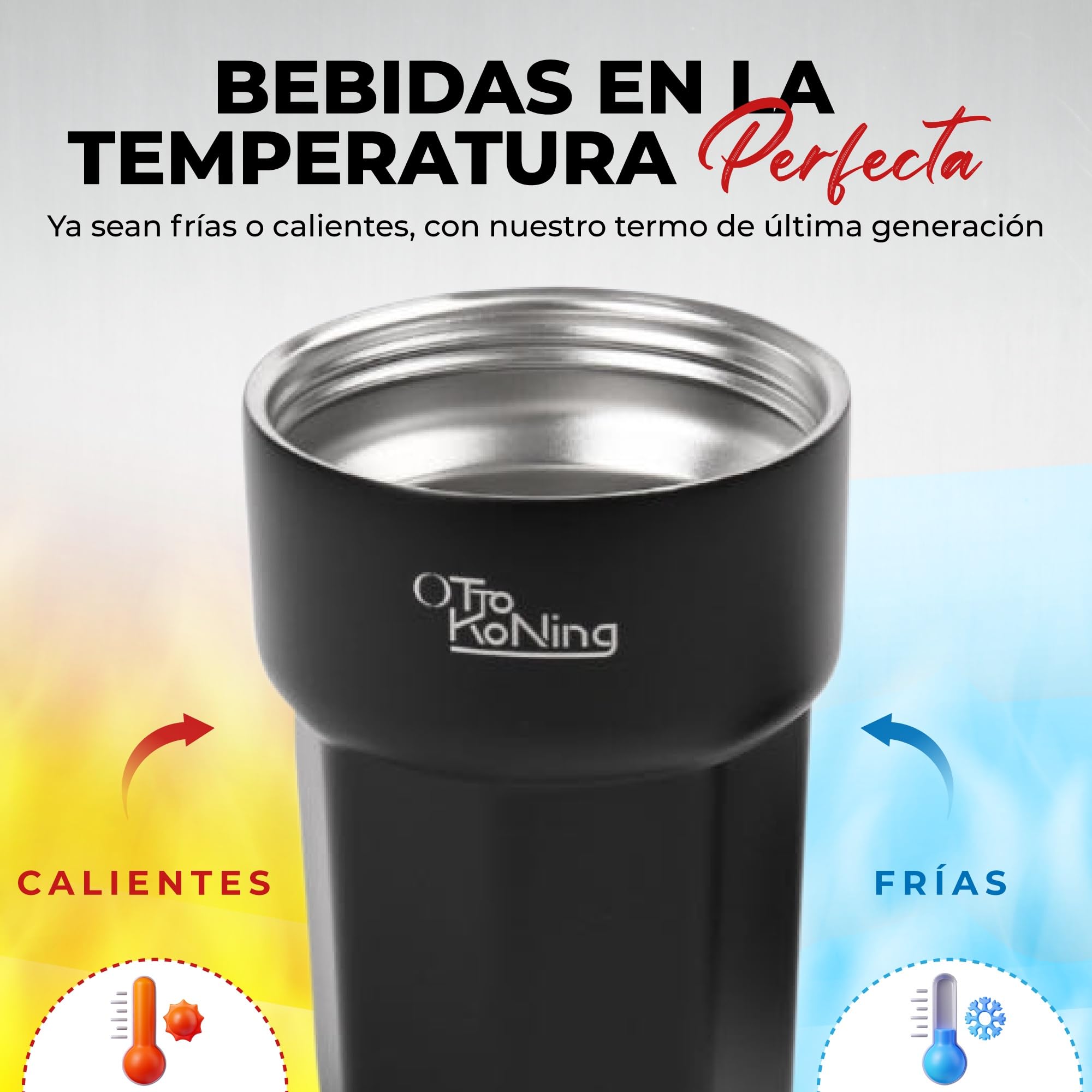 Otto Koning Termo Café 350ml. Taza de Café 100% a Prueba de Fugas, de Acero Inox sin BPA. Vaso Termo Café para llevar, Vaso Térmico para café, agua, té caliente y frío — view 7
