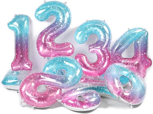 Miniatura 5 de Globos de 34 pulgadas con el número 5, globos de aluminio de Mylar para helio, globos digitales de helio, boda, despedida de soltera, aniversario,