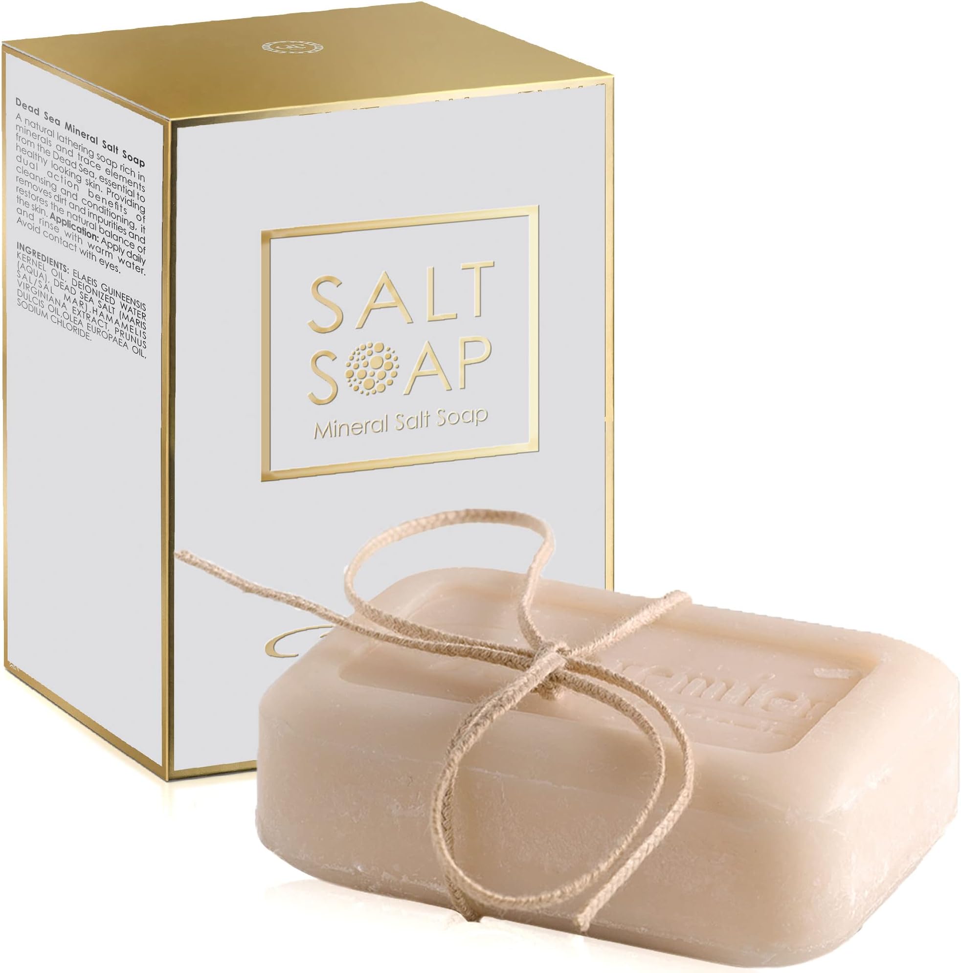 Premier Dead Sea Classic Mineral SALT Soap, for Healthy looking skin. For all Skin Types. Natural, Therapeutic and Antibacterial, Helps with Acne, Eczema and Psorias, 3.4 Fl Oz (X1)