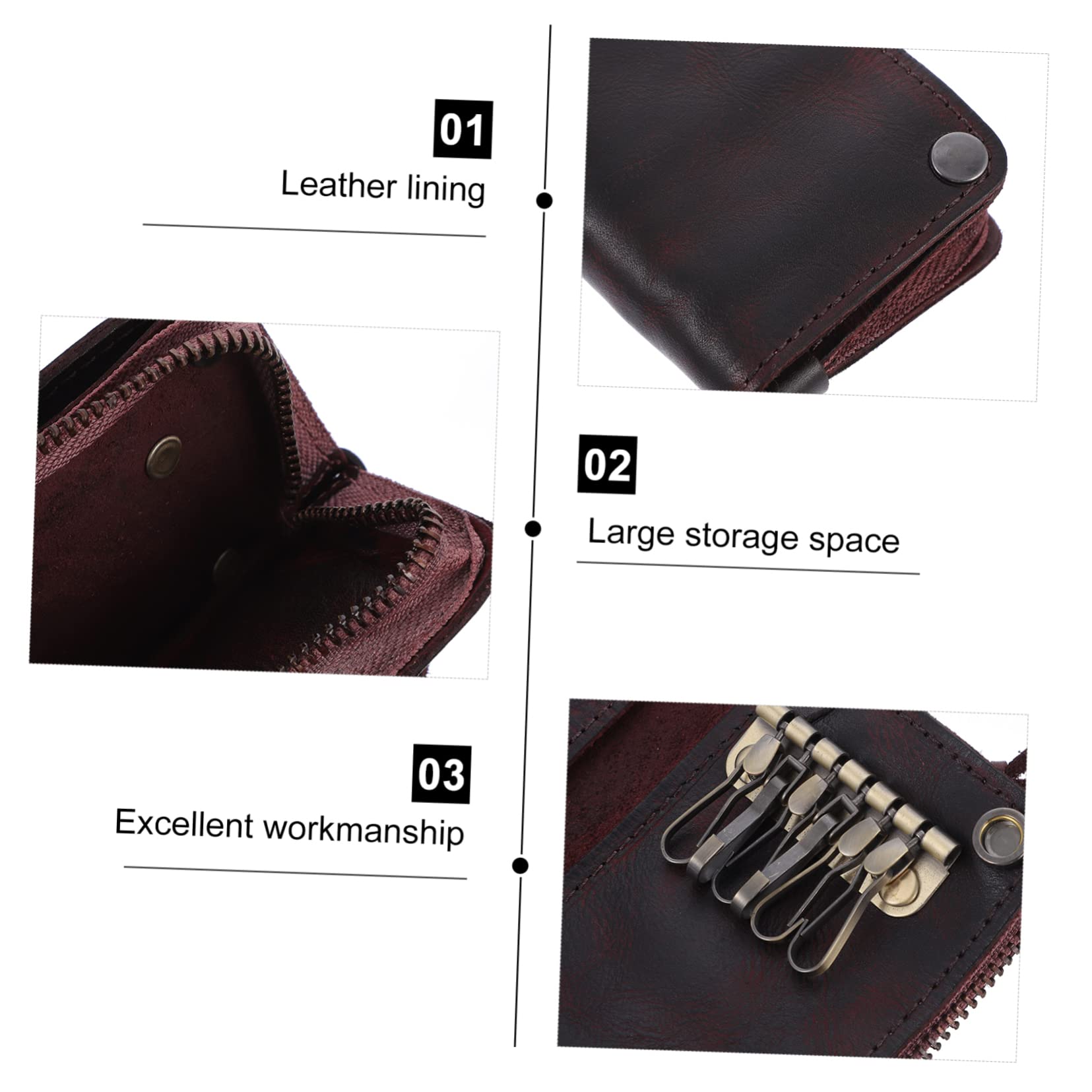 Mobestech 3 Pezzi Portachiavi Borsa Per Chiavi In ​​Pelle Borsa Di Pelle Bovina Sacchetto Di Immagazzinaggio Portachiavi Portafoglio Sacchetto Chiave Portafoglio Per Uomo Cerniera Borsa Per
