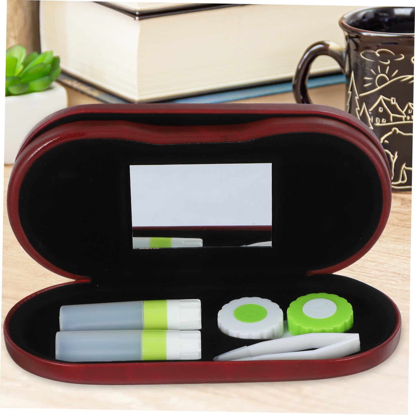 SHERCHPRY 4 Juegos Estuche de anteojos Lentes Caso Organizador para Llevar Gafas contenedor de anteojos Caja de Almacenamiento de Gafas Cajas de anteojos Estuche para anteojos PU Rojo