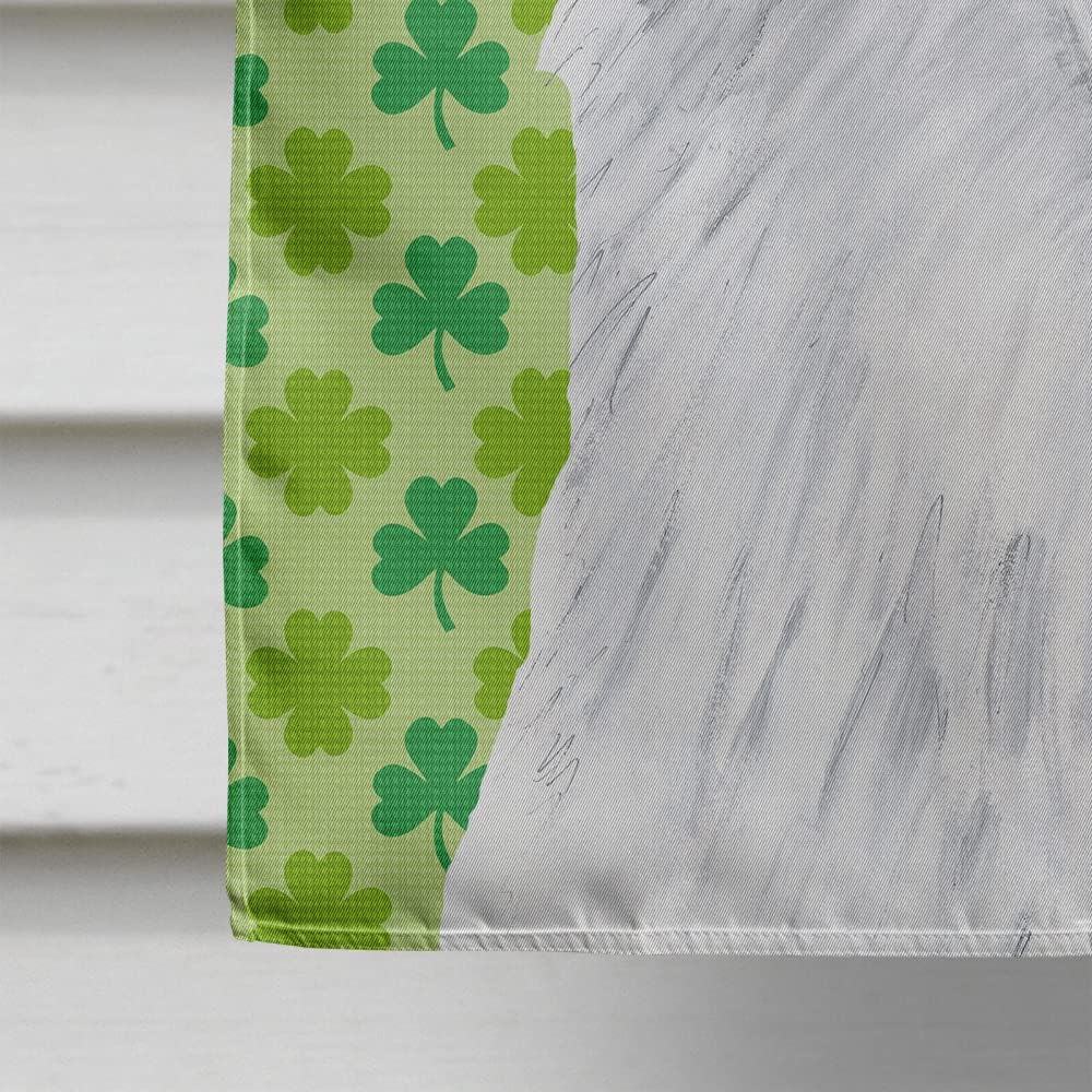 Caroline's Treasures SC9299CHF American Eskimo St. Patrick's Day Shamrock Portrait House Flag Large Porch Sleeve Pole Decorative Outside Yard Banner Artwork Wall Hanging, Polyester, House Size, Multic