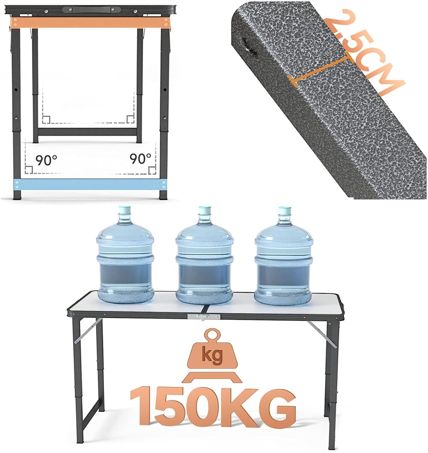 Camping Tables Picnic Folding Tables,Height Adjustable for Outdoor Dining Aluminum Table,Collapsible Table for Camp Banquet Party