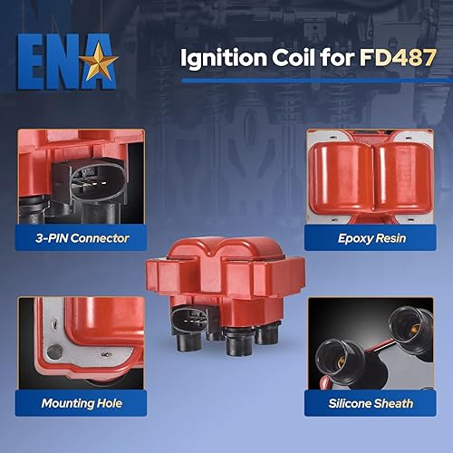 Miniatura 10 de Paquete de 2 bobinas de encendido para Ford Lincoln Mercury compatible con C924 FD-487 FD487