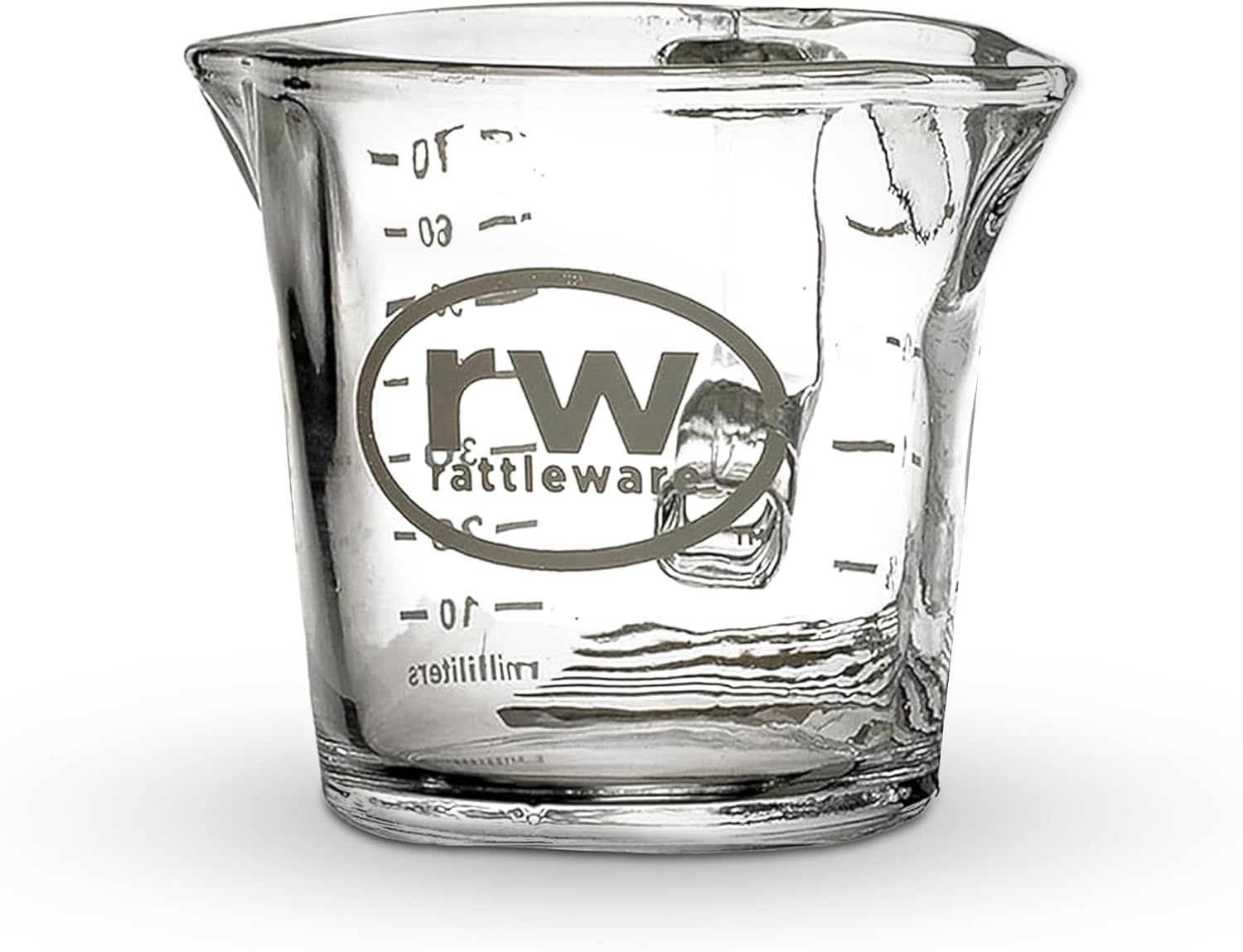Rattleware 3 oz Espresso Shot Glass Pitcher – Double Spouted Genuine Barista Measuring Cup with White Graduations in ml & oz – High-Volume, Commercial-Grade for Swift Espresso Pouring & Precision