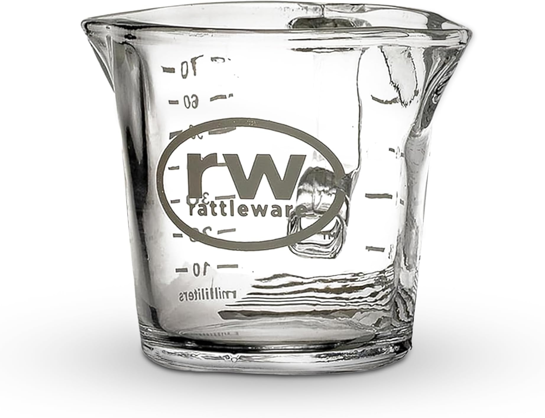 3 oz Espresso Shot Glass Pitcher – Double Spouted Genuine Barista Measuring Cup with White Graduations in ml & oz – High-Volume, Commercial-Grade for Swift Espresso Pouring & Precision