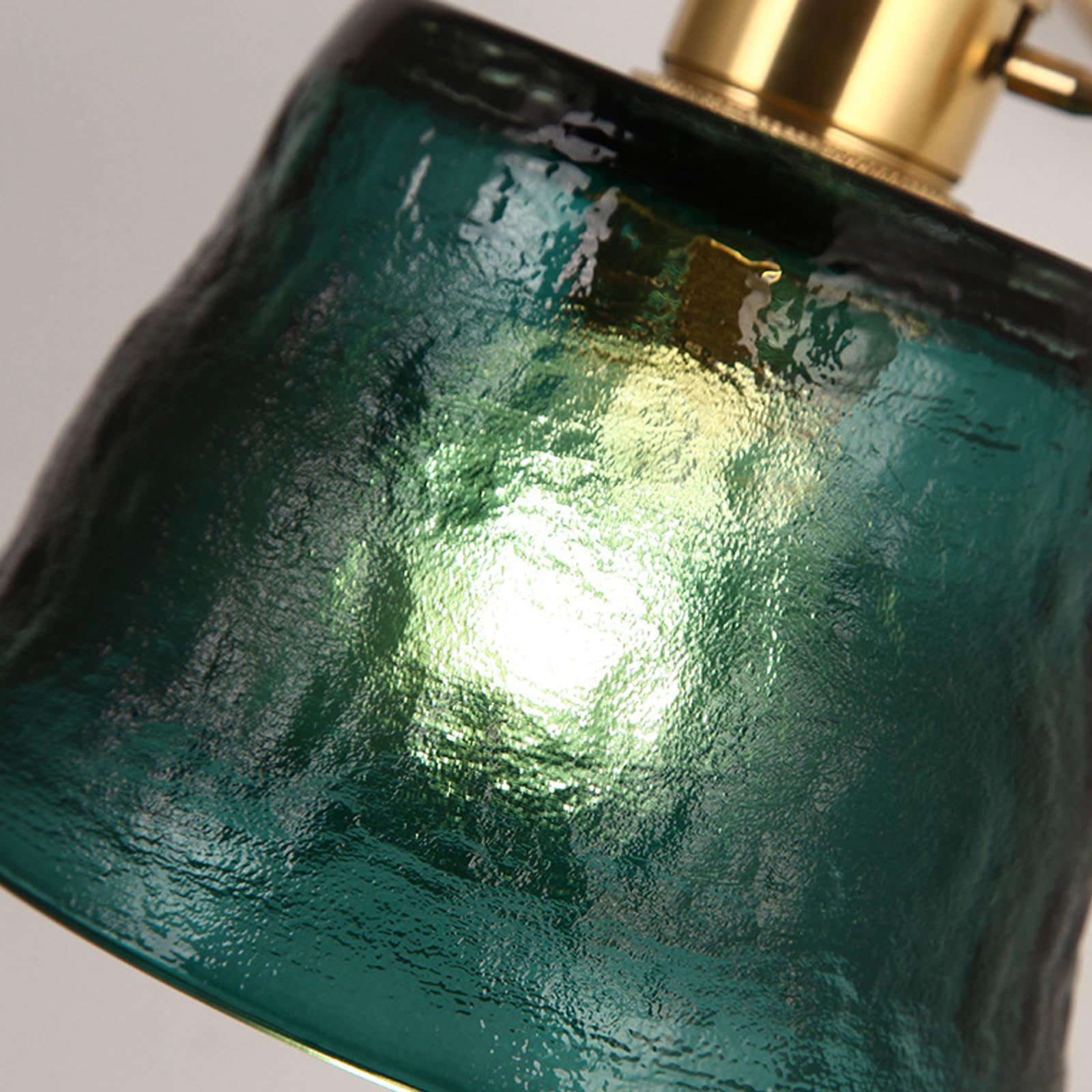 Chrasy Aplique Vintage Cristal Verde Casquillo Latón Interruptor On/Off E27