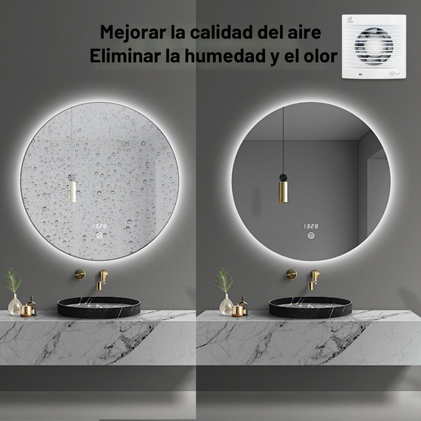 100 mm Ventilador, Extractor de aire, con válvula antirretroceso,VMC, 12 W, 34 dB, para cuarto de baño, cocina, oficina, inodoro, silenciador, blanco