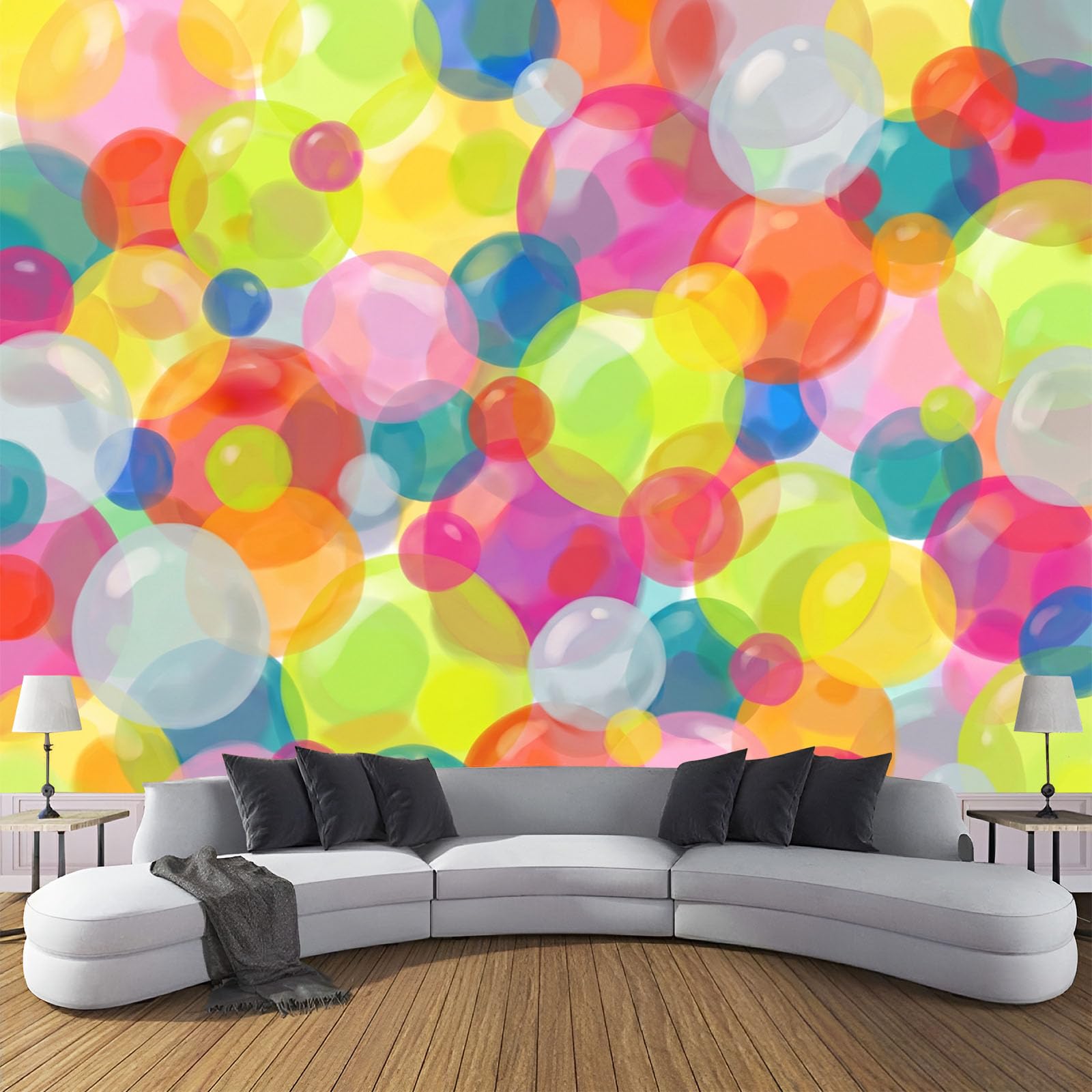 Papier peint panoramique bulles en soie pour sublimer le fond TV du salon et de la chambre