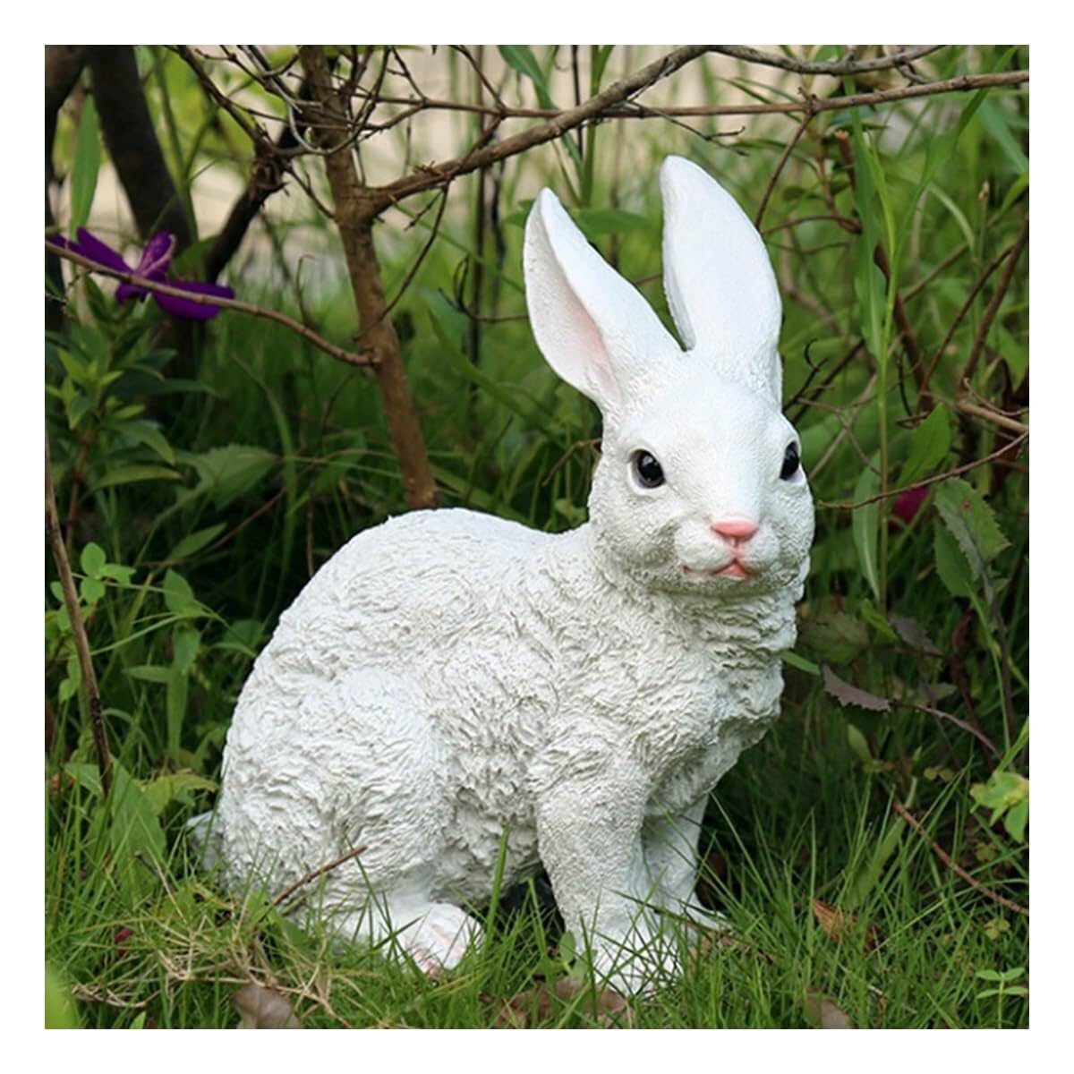 TSKIQQLQ Garden Decor Cute Bunny Garden Statue Figurines Standing Resin Rabbit Animal Statues for Outdoor Gardening Gifts(White B)