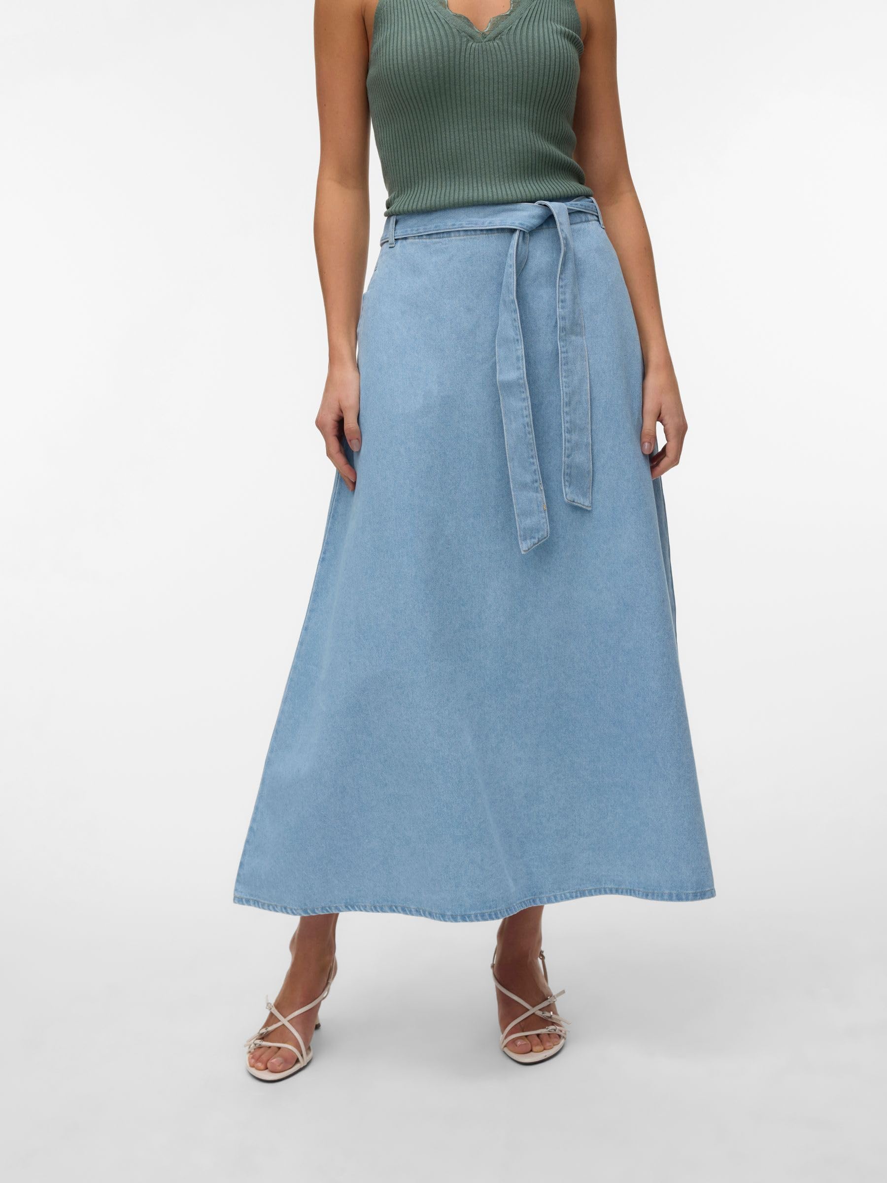 VERO MODA Female Jeansrock VMJOLENE Mid Rise Langer Rock | Denim skirt