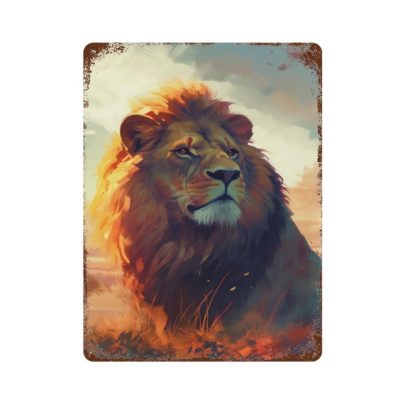 King of The Savannah Decorative Tin Sign 15.7"x11.8", Ideal for Cafe, Home Bar And Lounge Decor