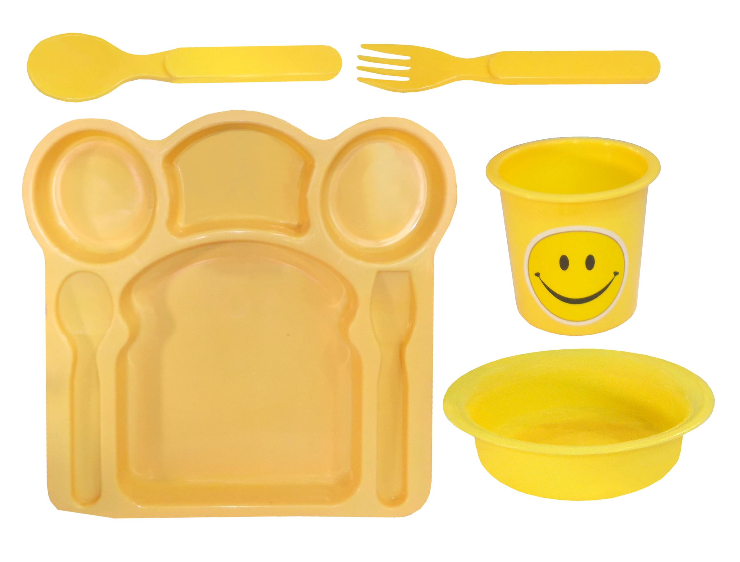 Kotak Sales Healthy Day Kids Plate Children Lunch Dinner Plates Glass Bowl Spoon Fork Food Grade Material Dishwasher Microwave Freezer Safe Birthday Party Return Gift (Multicolor)-image-19