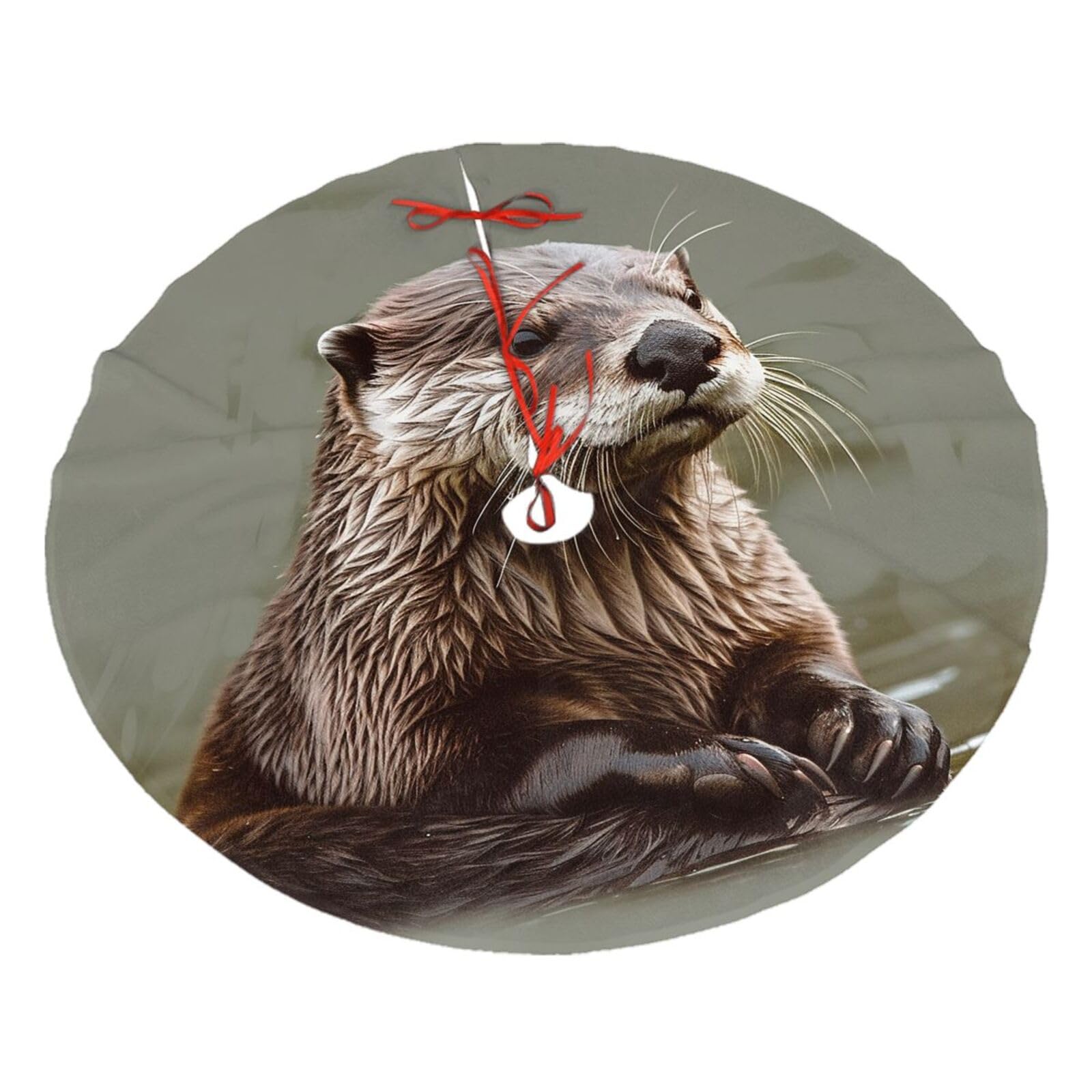 Otter Animal Christmas Tree Skirt 36",Soft Plush Xmas Tree Mat Christmas Tree Oranment for Merry Christmas Party Holiday Indoor Outdoor Decorations