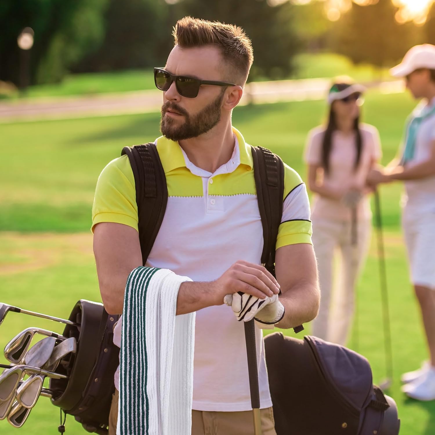 Buryeah Golf Towel 22 x 44 Inch Cotton Golf Caddy Towel Camping Large for Caddies Golfers Tour Players Club with Stripe - Image 5