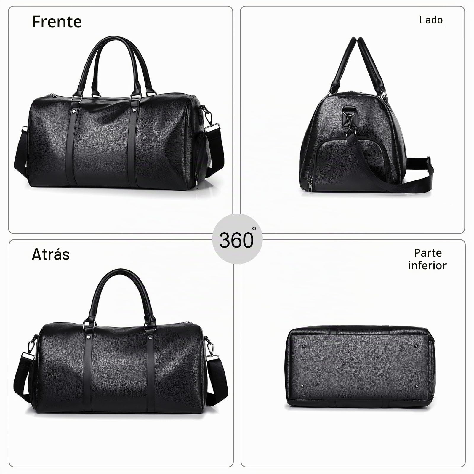 FANDARE Bolsa de Viaje para Mujer Hombre Bolsa de Deporte Bolsa de Mano Equipaje Bolsas de Deporte Negocio Bolsa de Gimnasio con Zapato Compartimento Impermeable PU Cuero Bolso de Viaje Cabina