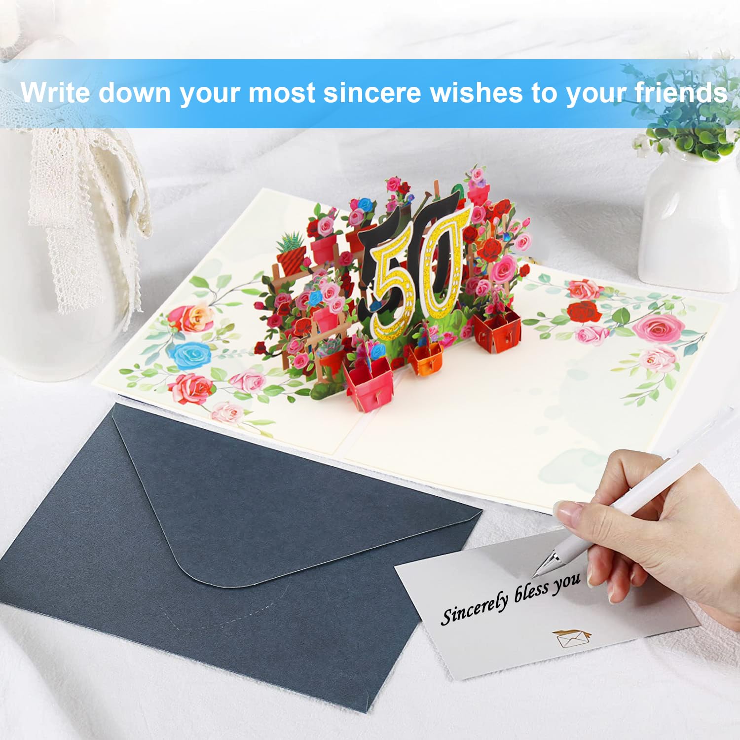 Carte Anniversaire 50 Ans Pop-up 3D - Cadeau Créatif - Design