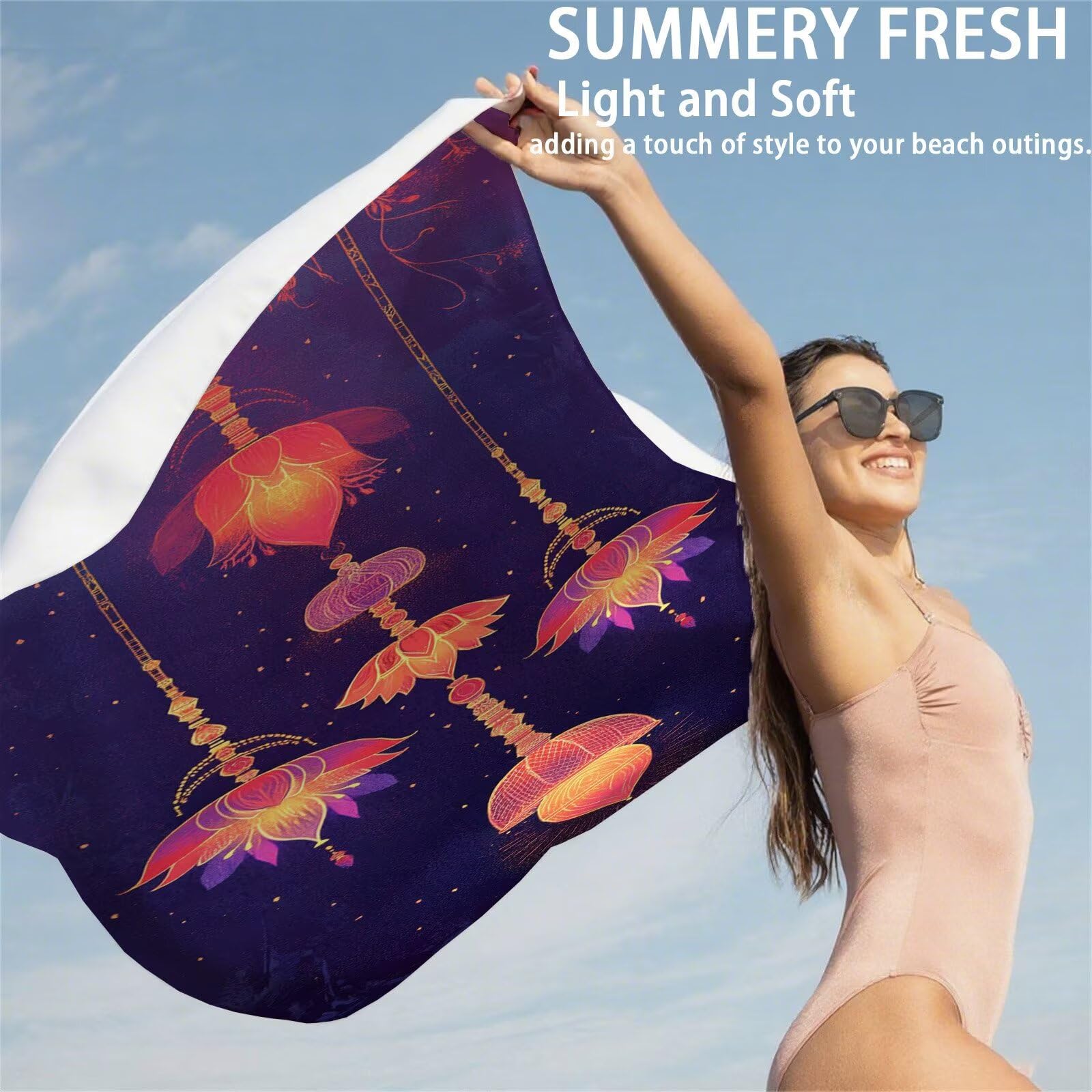 Ręcznik plażowy z mikrofibry 85 x 170 cm prześcieradło plażowe przeciw piaskowaniu fioletowy ręcznik plażowy XXL ręcznik plażowy sen szybkoschnący, miękki i bardzo chłonny szybkoschnący do podróży