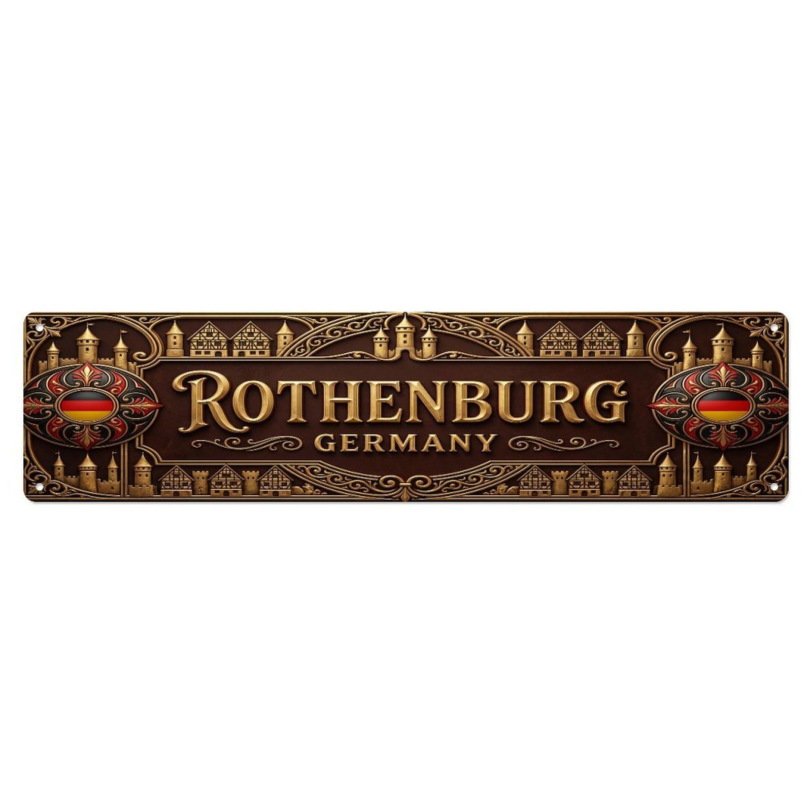 Vintage Rothenburg Germany Flag Pattern Metal Tin Sign