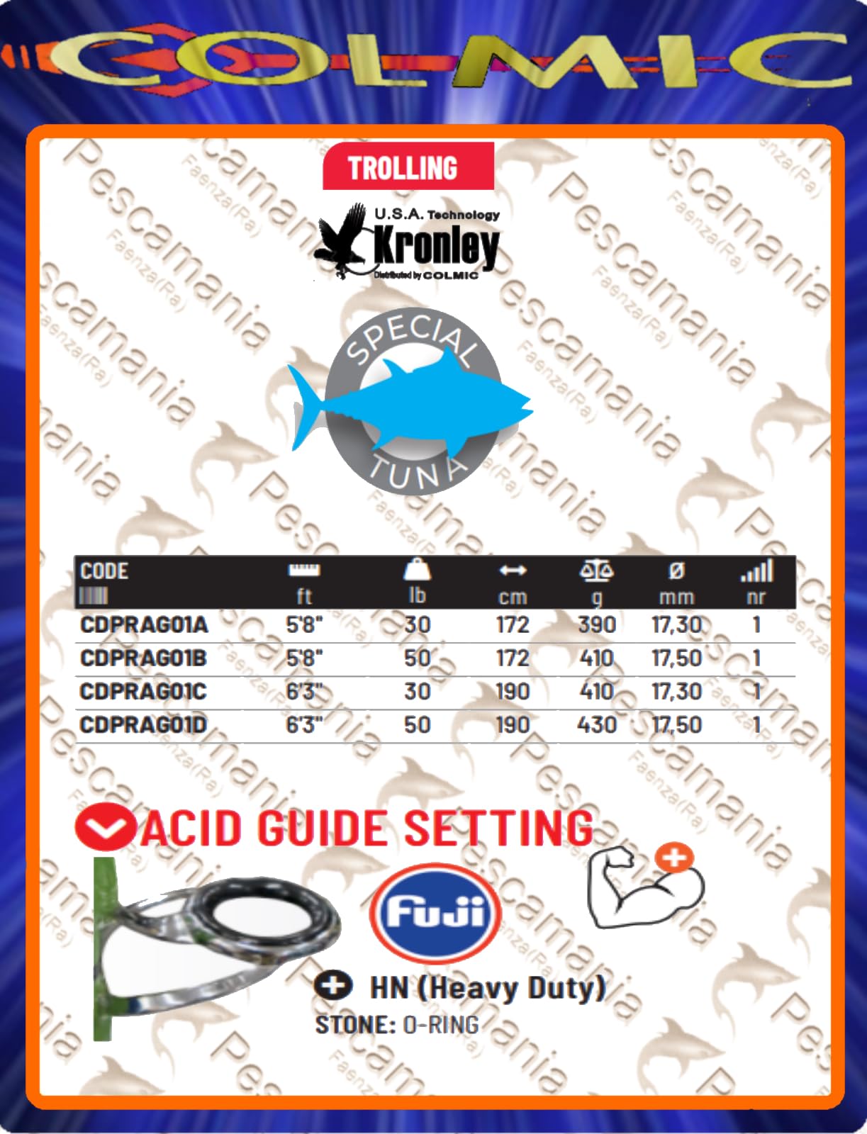 Colmic Canna da Pesca PRO Light Acid Game da Traina dalla Barca