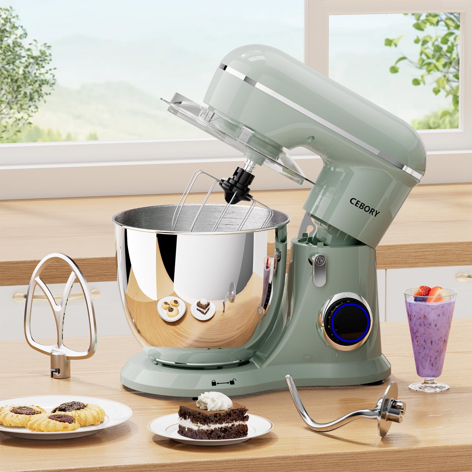 CEBORY 3-IN-1 Electric Stand Mixer, 6.5QT Bowl 660W 10-Speed Kitchen Mixer, Household Food Mixers include Dough Hook, Beater and Whisk, Bread Cake Mixer for Baking and Most Home Cooks,