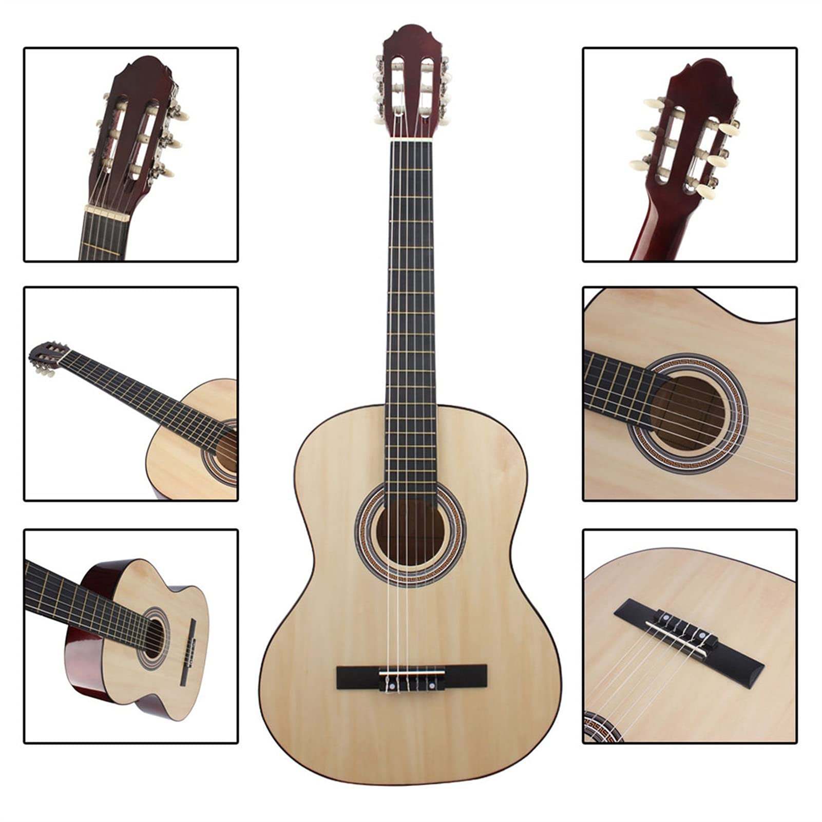 Ukulele NOWY 39. Calowy Klasyczny Gitara Akustyczna 6 Ciąg Drewniana Ludowa Gitara Guitarra Instrument Muzyczny Dla Początkujących Practice 5 Kolorów (Color : Light Yellow)