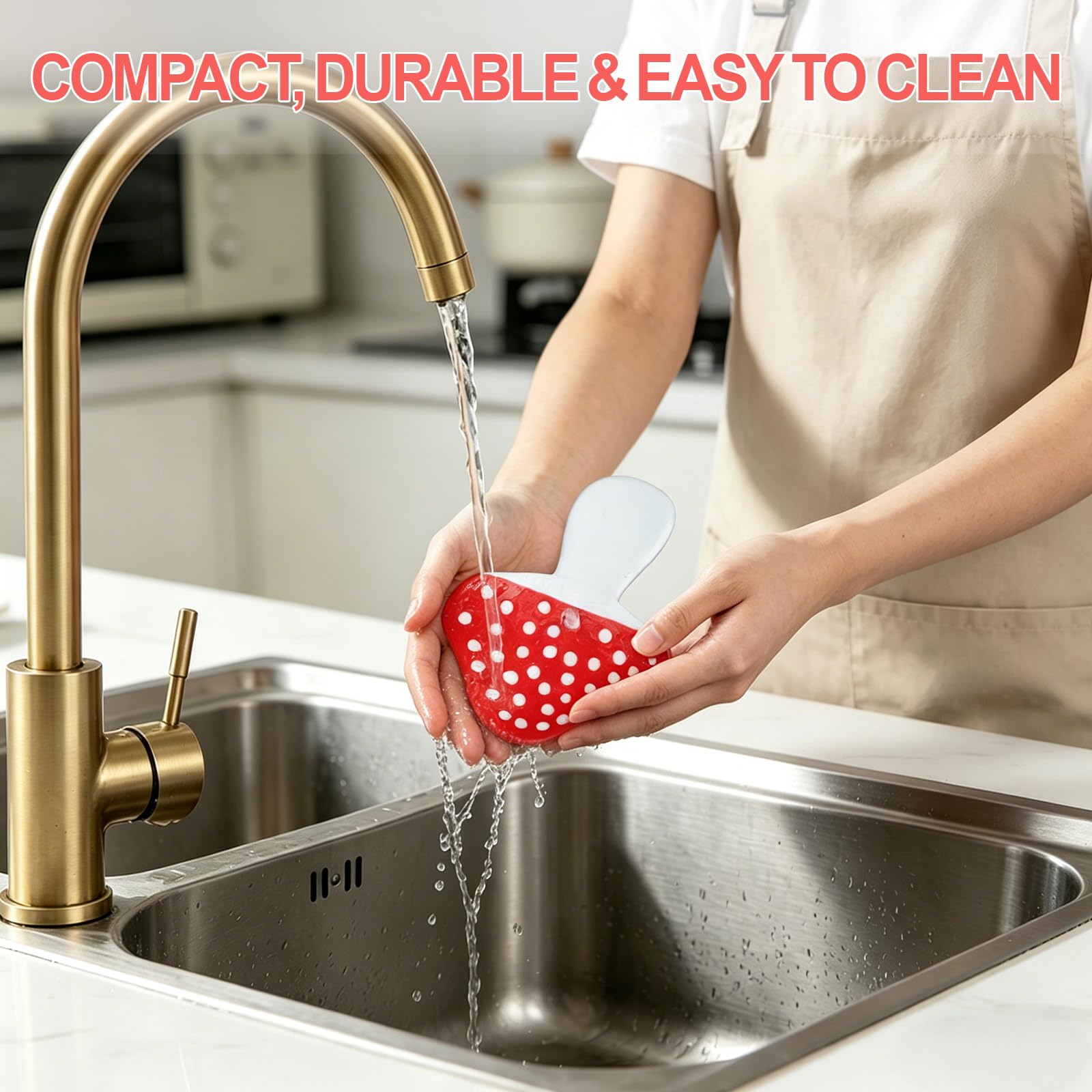Komforbaa Poggiamestolo in ceramica a fungo per piano cottura, grazioso portamestolo in ceramica per piano di lavoro della cucina, resistente al calore, regalo decorativo per la casa moderna (rosso)