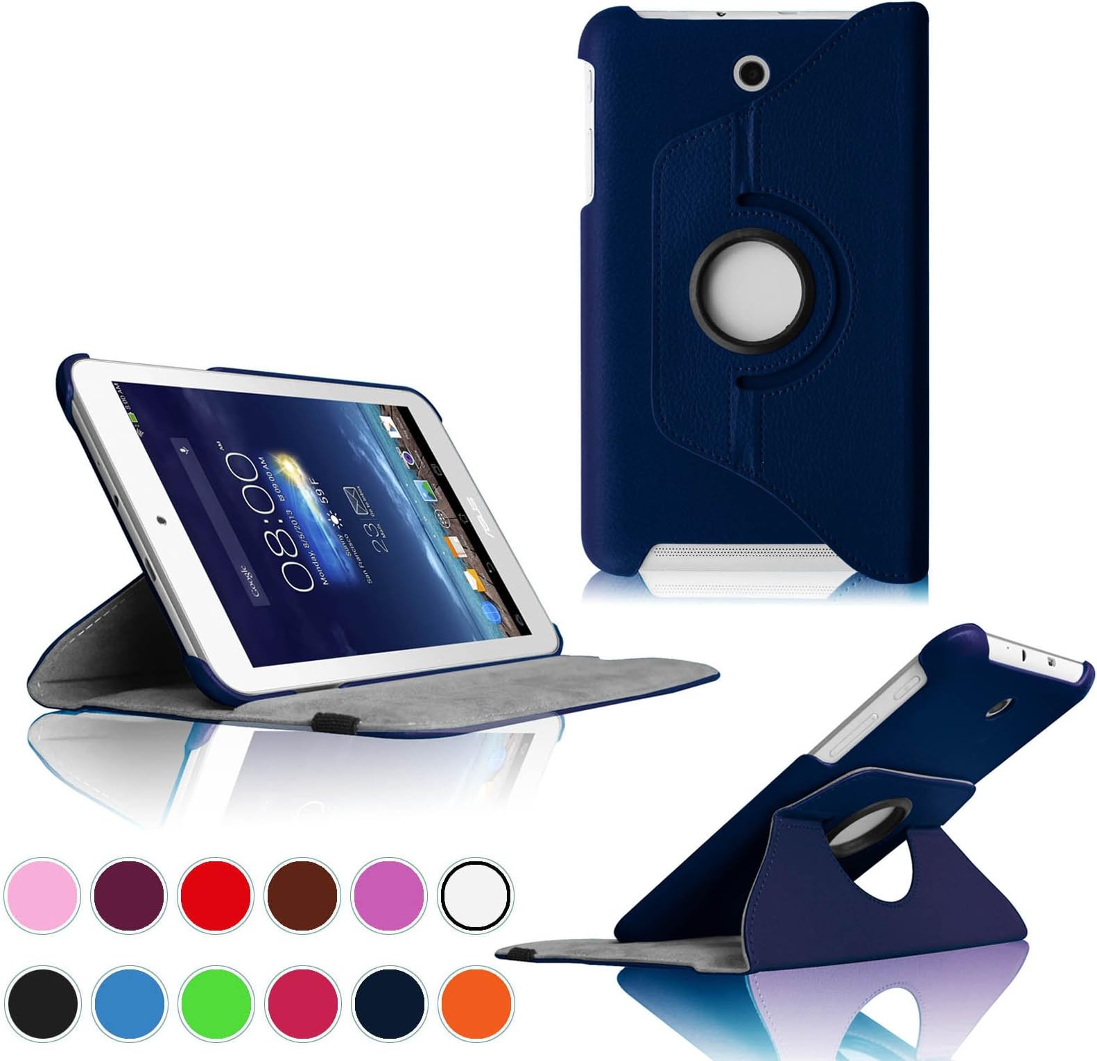 Intellishop Online 360 Rotating Leather Stand Case Cover for ASUS MeMO Pad 8 Tablet ME180, ME180A (ASUS MeMO Pad 8, Navy)