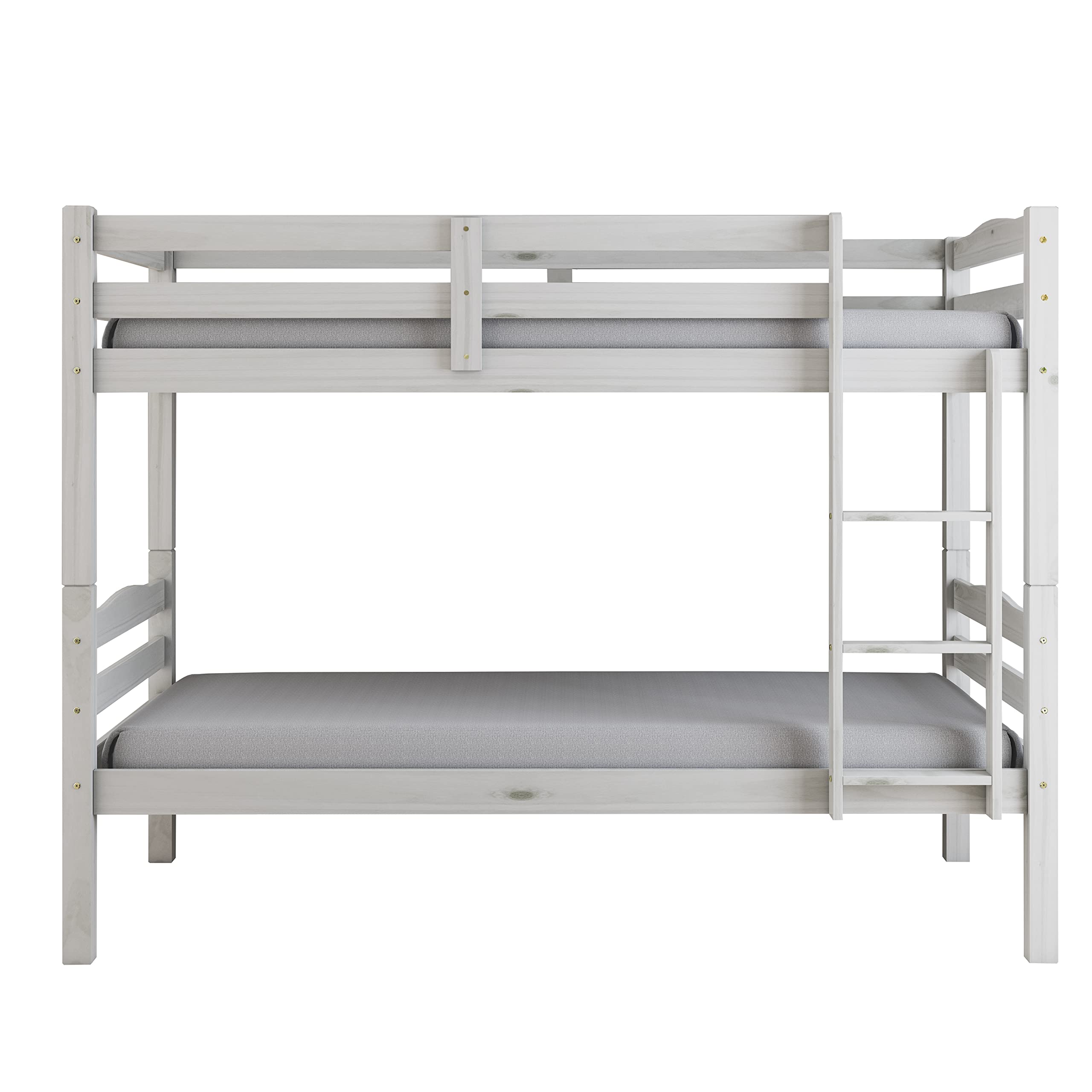 Arredo Stock Letto a castello in legno di pino massello utilizzabile come due letti singoli, 90x190x150 cm (Bianco)
