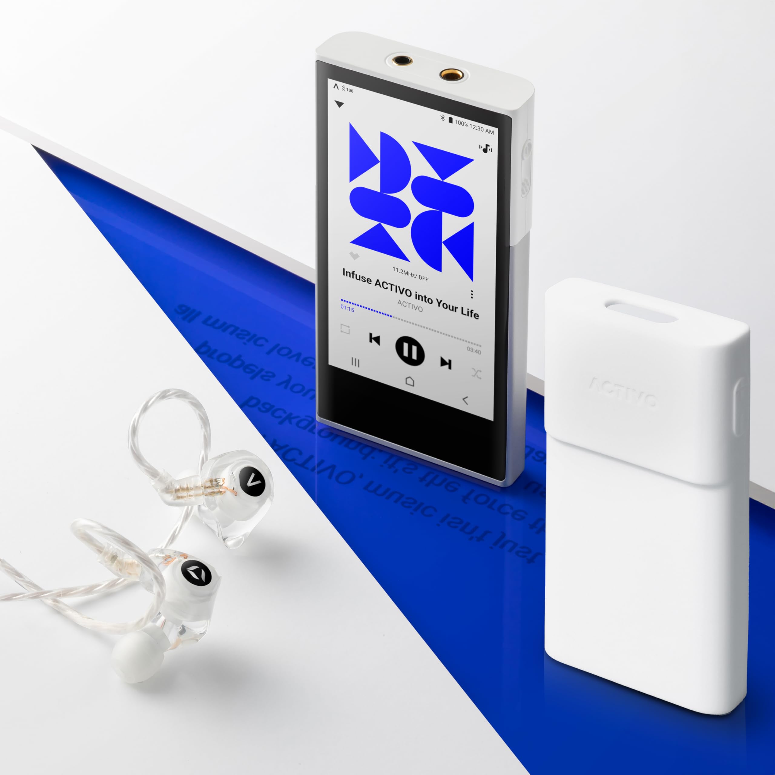 ACTIVO Premium Bundle Pack - P1 Digital Audio Player, Q1 In-Ear Ohrhörer & P1 Schutzhülle