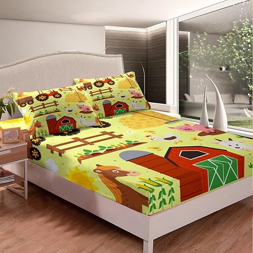 Vista 91 de Erosebridal Sábanas tamaño Queen de animales del zoológico para niños pequeños, sábanas de tren de dibujos animados, lindo juego de sábanas