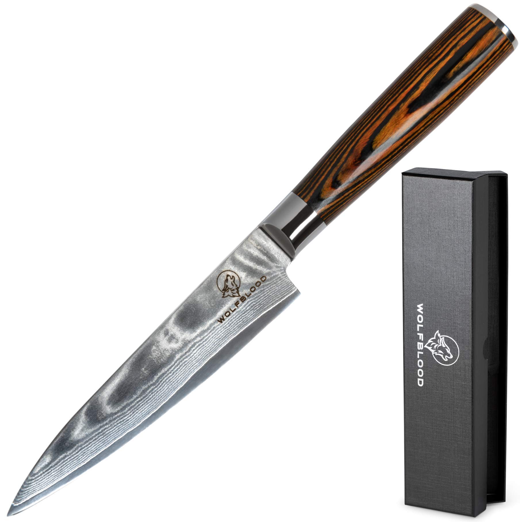 Wolfblood Damastmesser L 24cm Chefmesser aus echtem 67 Lagen Damaststahl