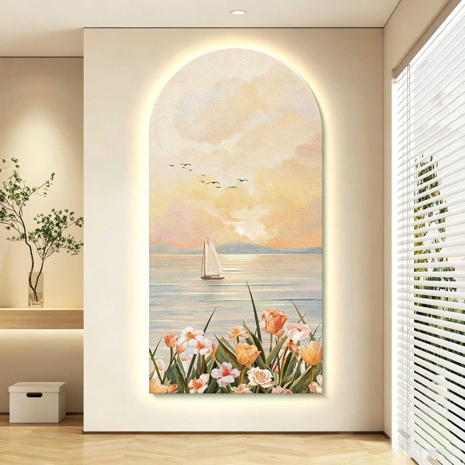 ZCQMSCWW 3D LED Sandstone Wall Art Decor with Ambient Lighting, Vertical Bedroom Hanging Sculpture, Modern Minimalist, for Living Room & Entryway(C,180 * 90cm/70.8 * 35.4in)