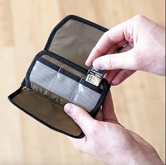 NOMATIC McKinnon Memory Card Case - Durable SD Memory Card Holder, Fits 6 SD & 2 C-Fast Cards with Zipper Pocket for Mini-SD