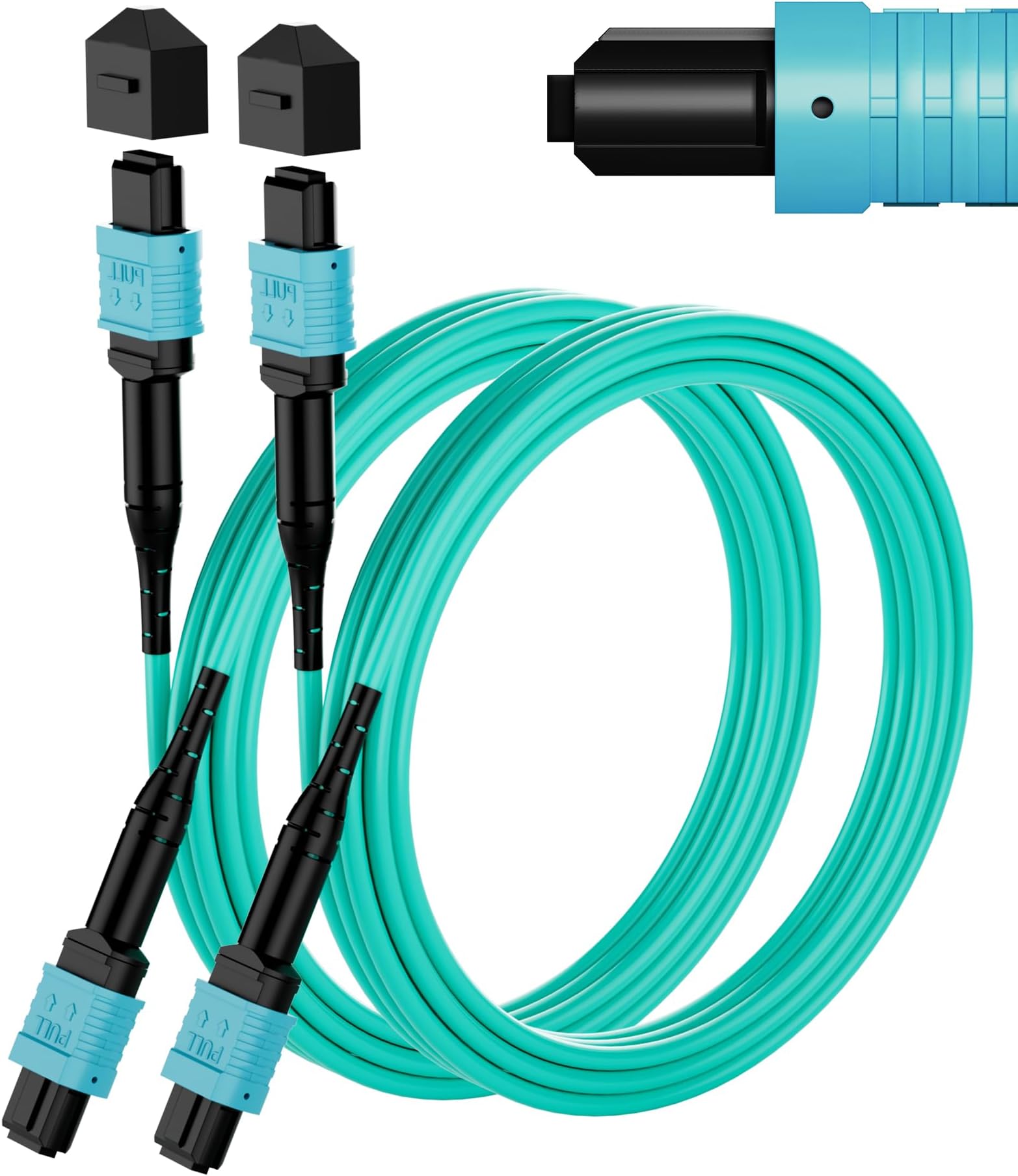 MPO to MPO Fiber Cable，10M 2-Pack OM3 Multimode Fiber Patch Cable，12-Core Type B Female，LSZH Jacket，MTP Compatible for QSFP+Transceivers