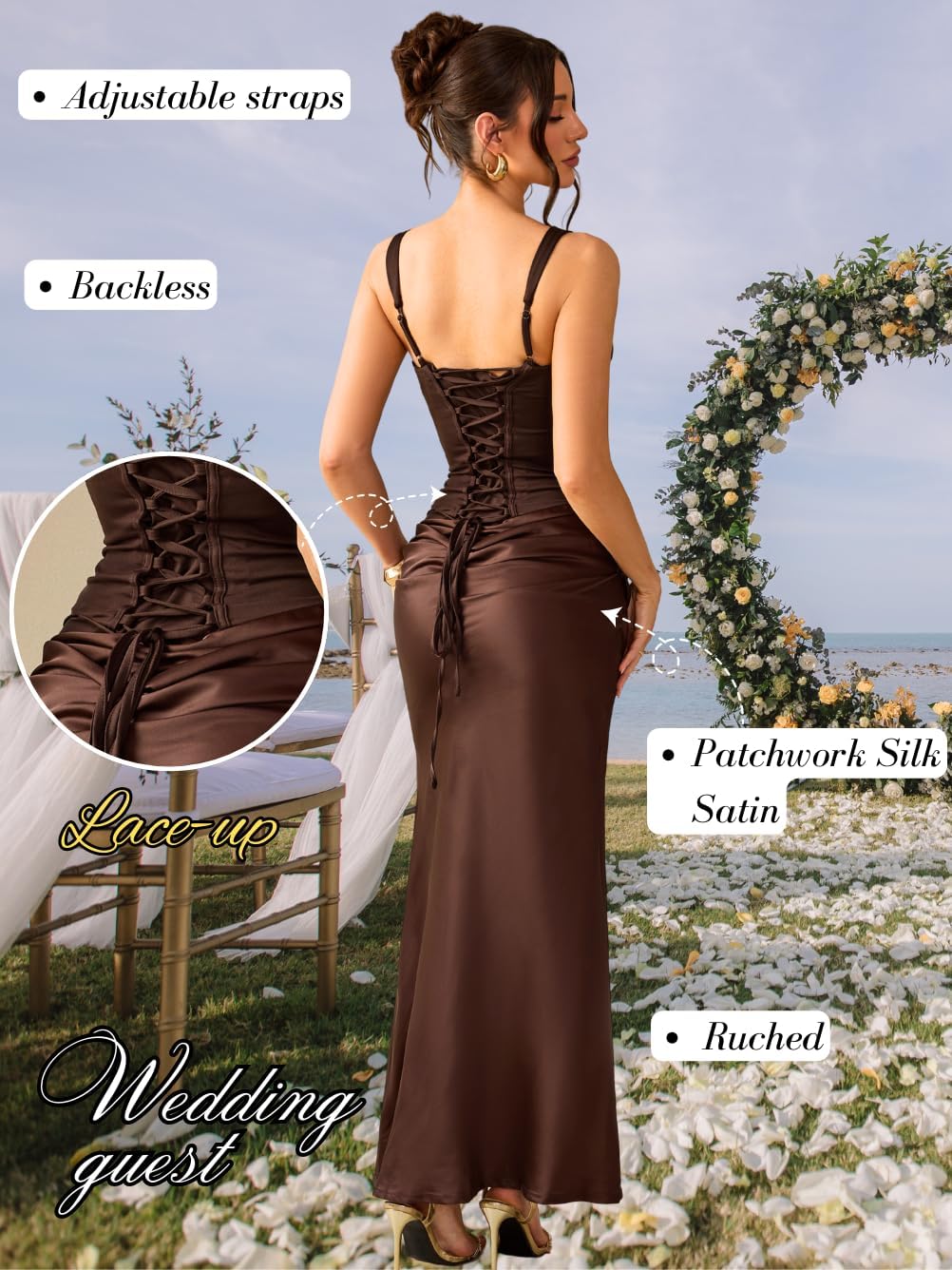 Kaei&Shi Corset Long Dresses,Lace Up Back Satin Mermaid Prom Dress,Women Formal Gowns Bridesmaid Wedding Guest - Image 5