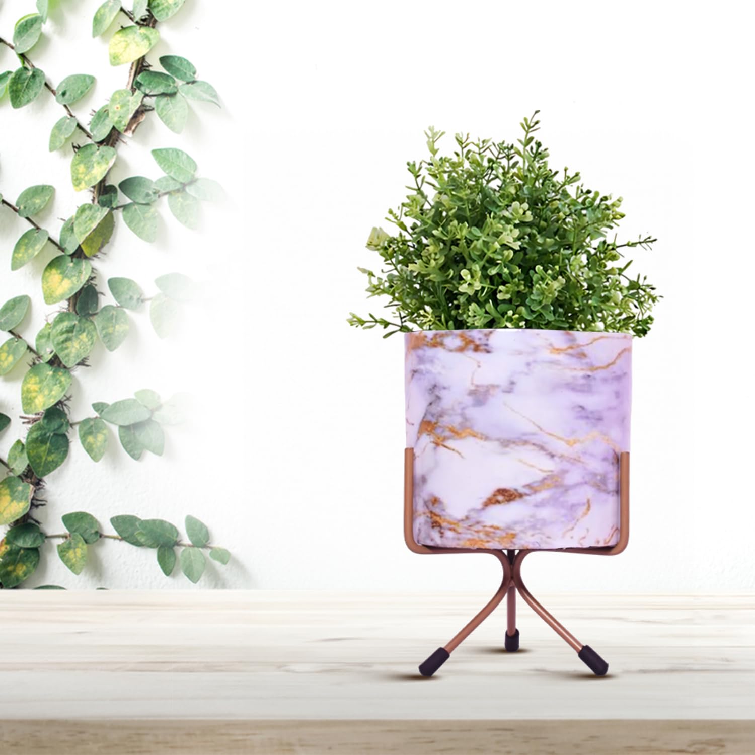 Cinagro Metal Flower Pot with Iron Stand -10 Cinagro Metal Flower Pot with Iron Stand -10