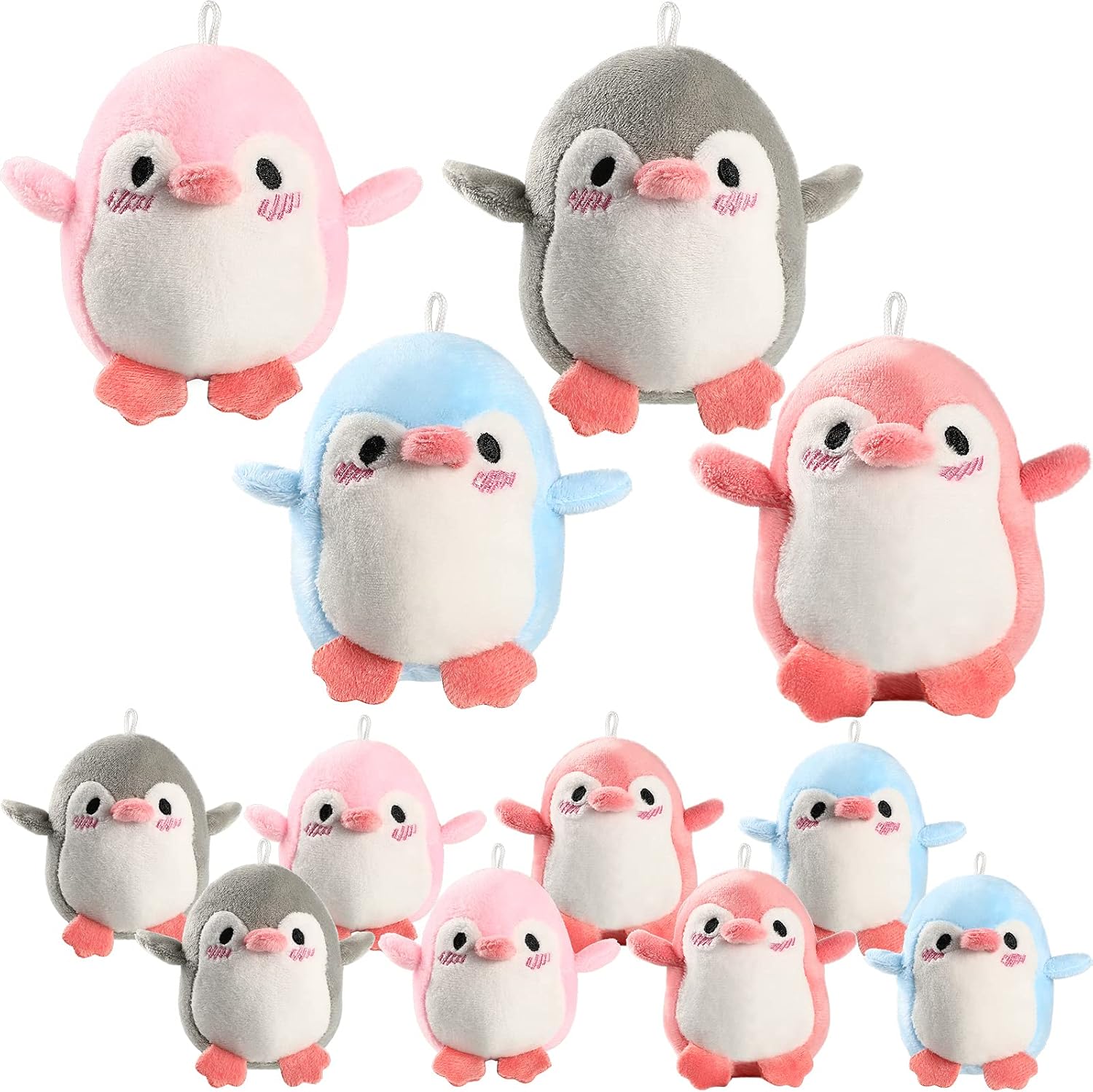 Kasyat 12 Pcs Mini Plush Penguin Stuffed Animals Penguin Keychains Bulk for Mother's Day, Cute Small Baby Toys Doll Keyholder Bag Pendant Birthday Party Favor for Boys Girls Gifts(Likable Style)