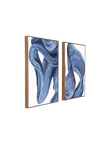 Zessonic Blue Abstract Wall Art Set of 2- Framed Twist