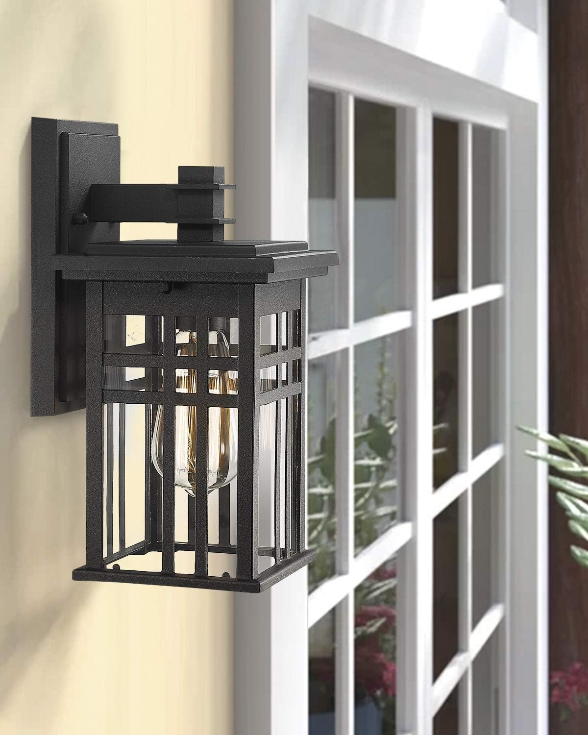 Free Shipping Offer Zeyu 2 Pack Outdoor Wall Sconce, Exterior Wall Mount Light in Black Finish with Clear Glass Shade, 20068B1-2PK