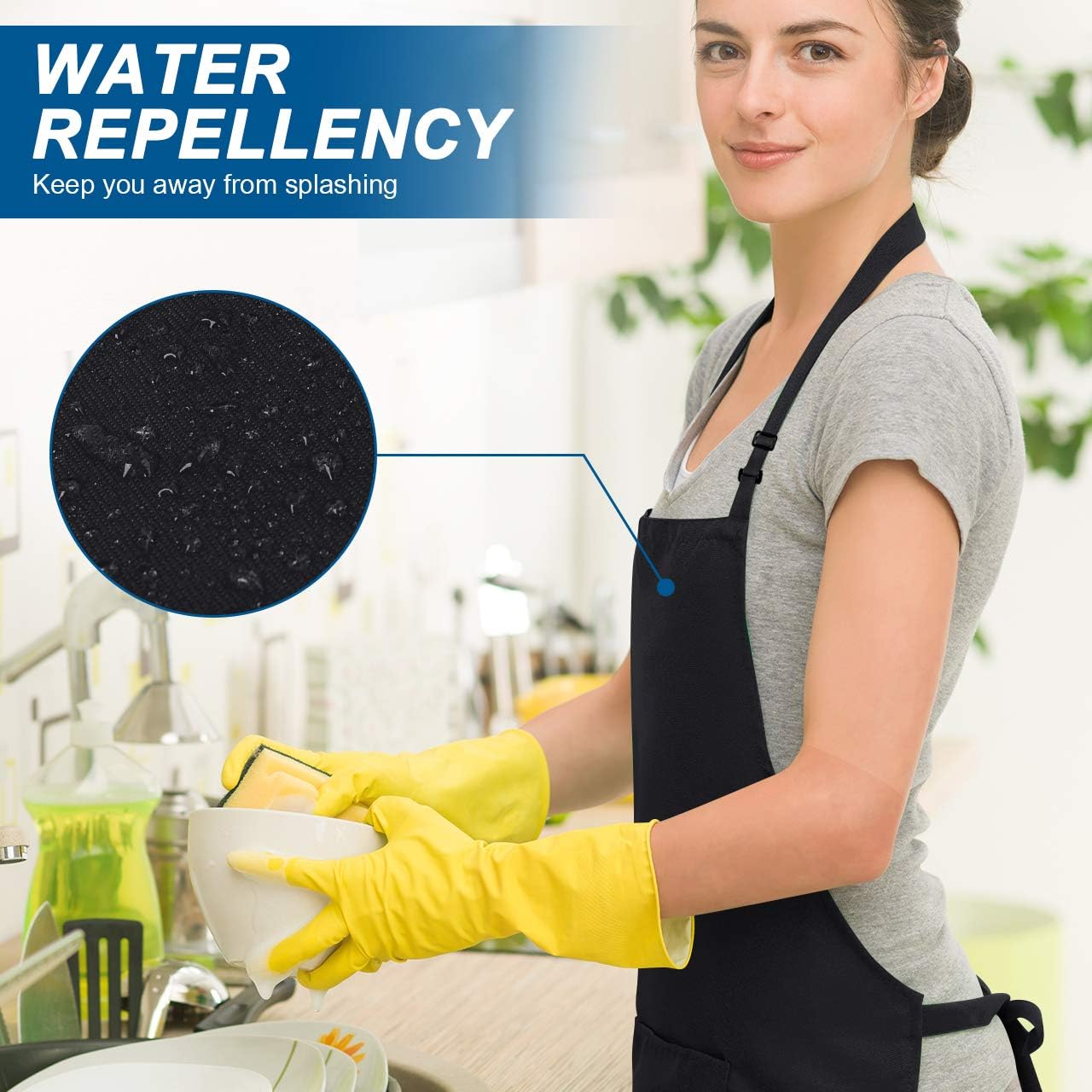 Syntus 2 Pack Apron Chef Hat Set, Adjustable bib Apron Chef Hat Women Men, Black: Clothing