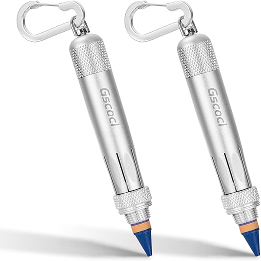 Lumber Crayon Holder for 1/2" Round or Hexagonal Crayons,Ferro Rods.Industrial Heavy Duty Carpenter,Construction Aluminum Crayon Holder(Silver 2 Pack)