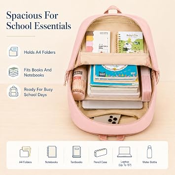 Bluboon School Backpack for Teen Girls Women Laptop Backpack College Bookbags Middle School Travel Work Commuter Back Pack(Pink)