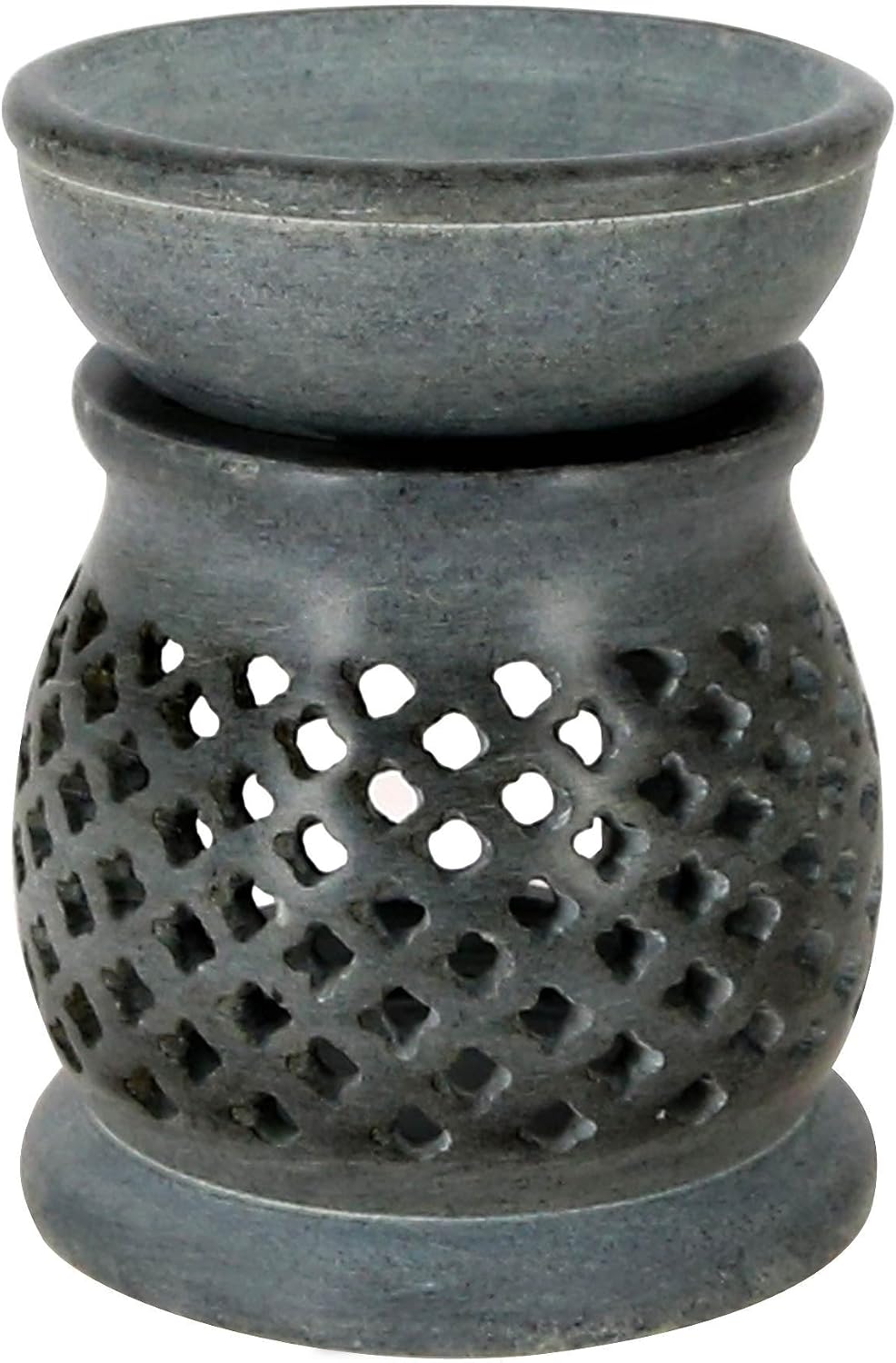 Indian Decorative Items for Home Handmade Lamps Tealight Candle Holder Grey Soap Stone 3 Inch
